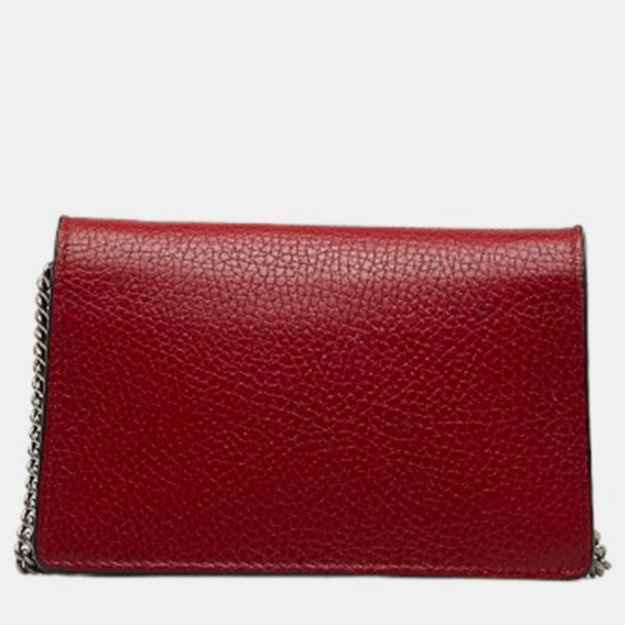 Gucci Red Leather Super Mini Leather Dionysus Crossbody Bag