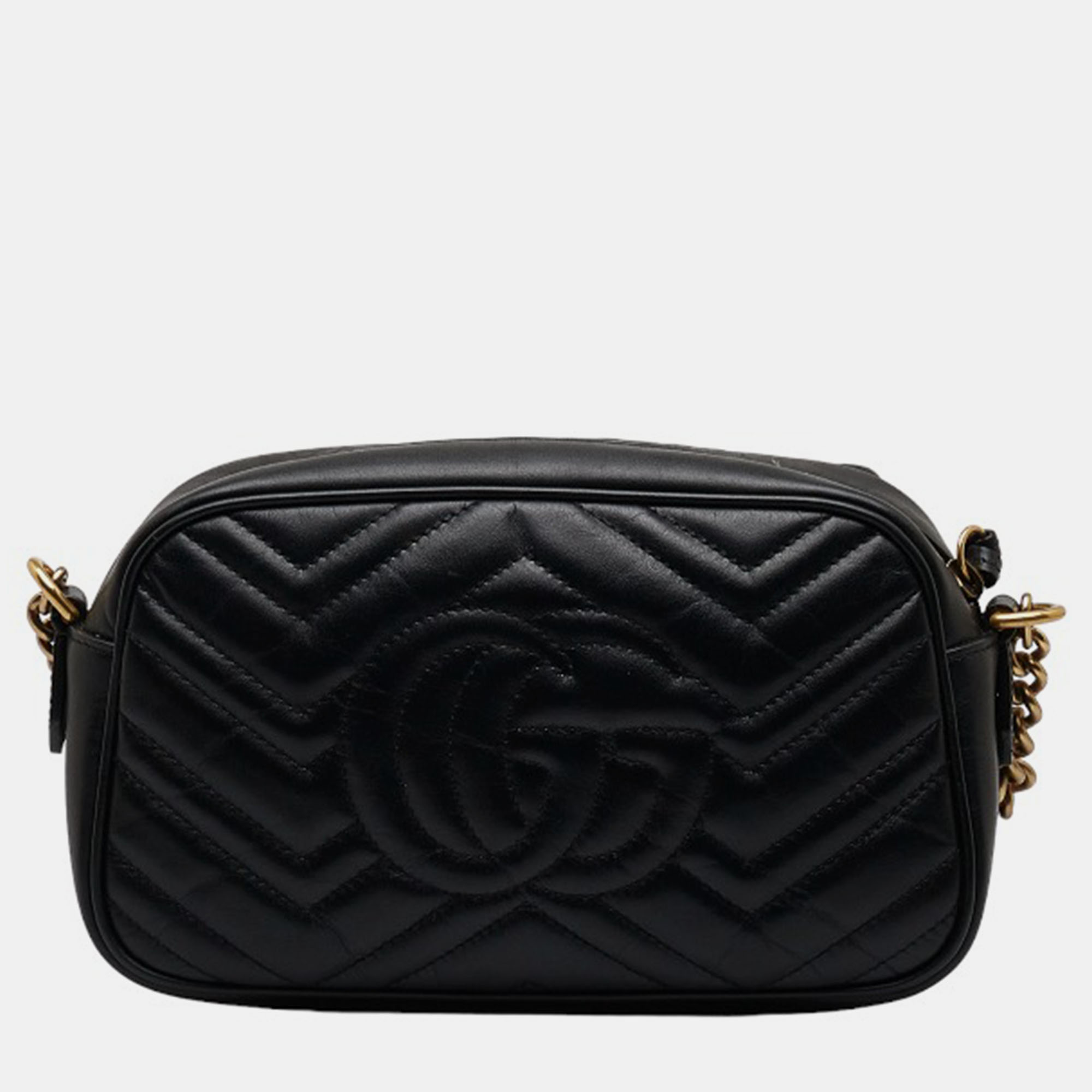 Gucci Black Leather Small GG Marmont Matelasse Crossbody Bag