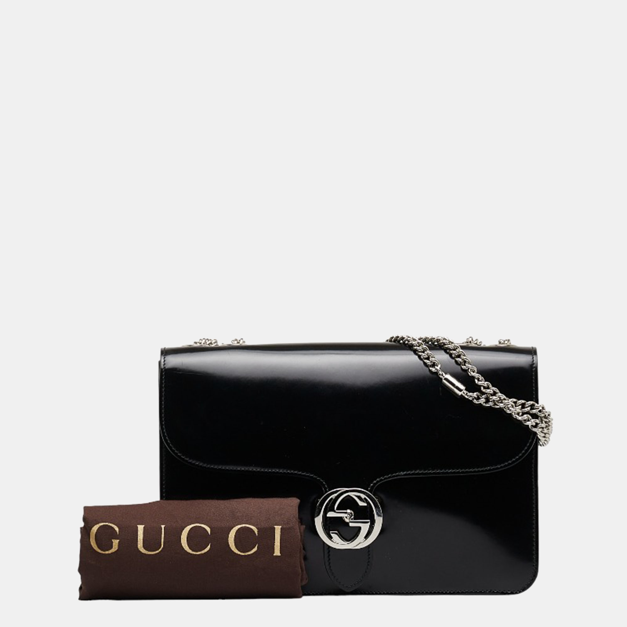 Gucci Black Interlocking G Leather Crossbody Bag