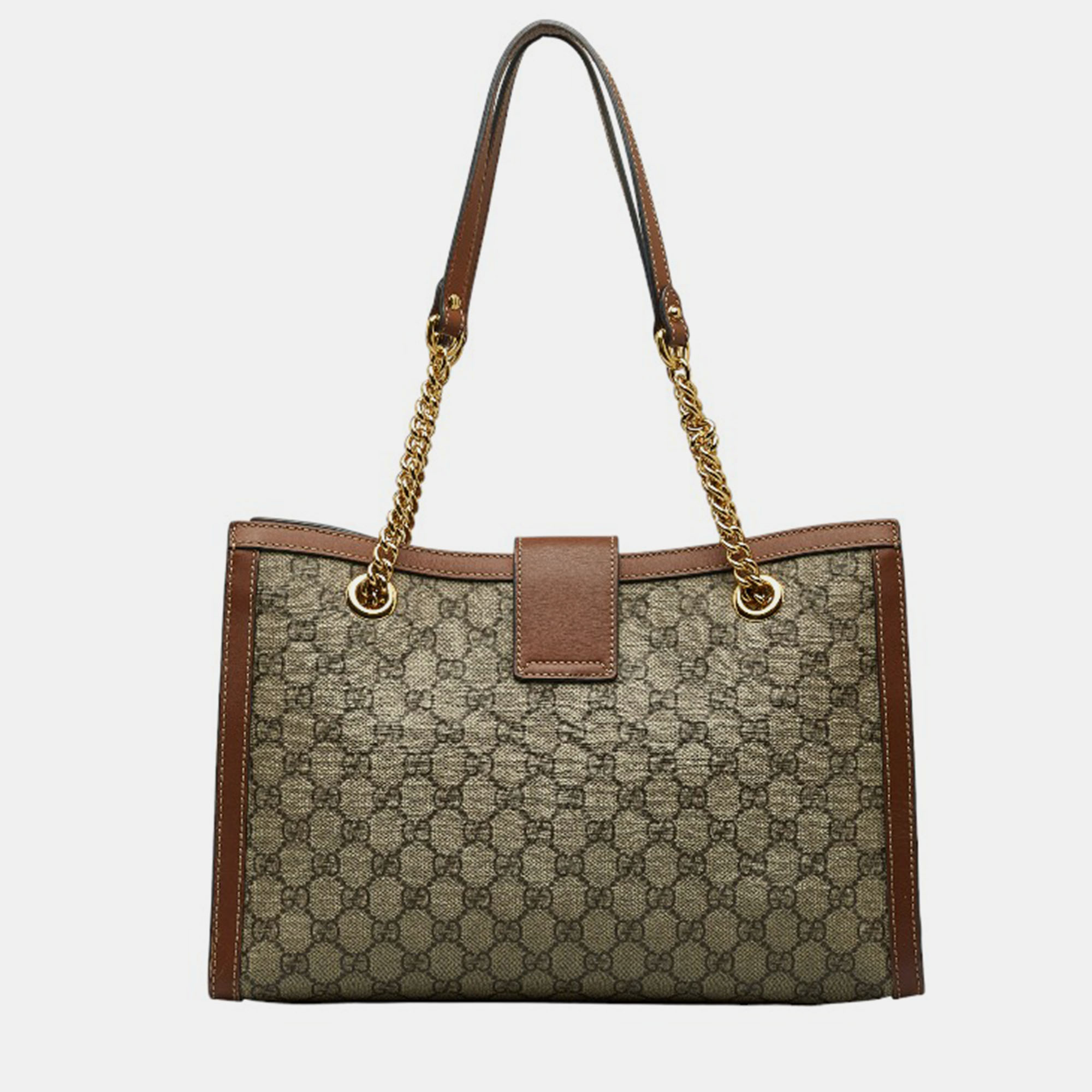 Gucci Brown Canvas Medium GG Supreme Padlock Shoulder Bag