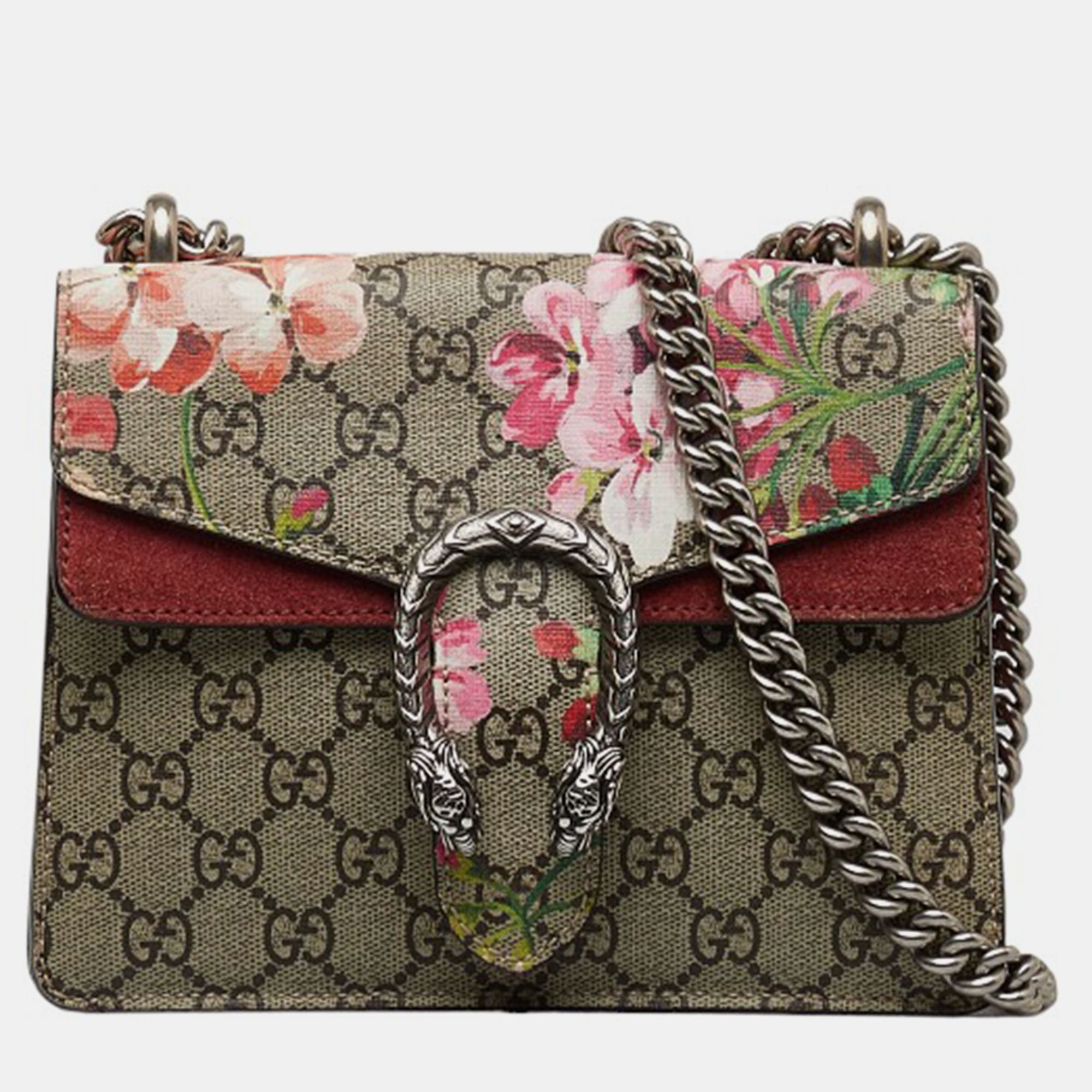 Gucci brown canvas mini gg supreme blooms dionysus shoulder bag
