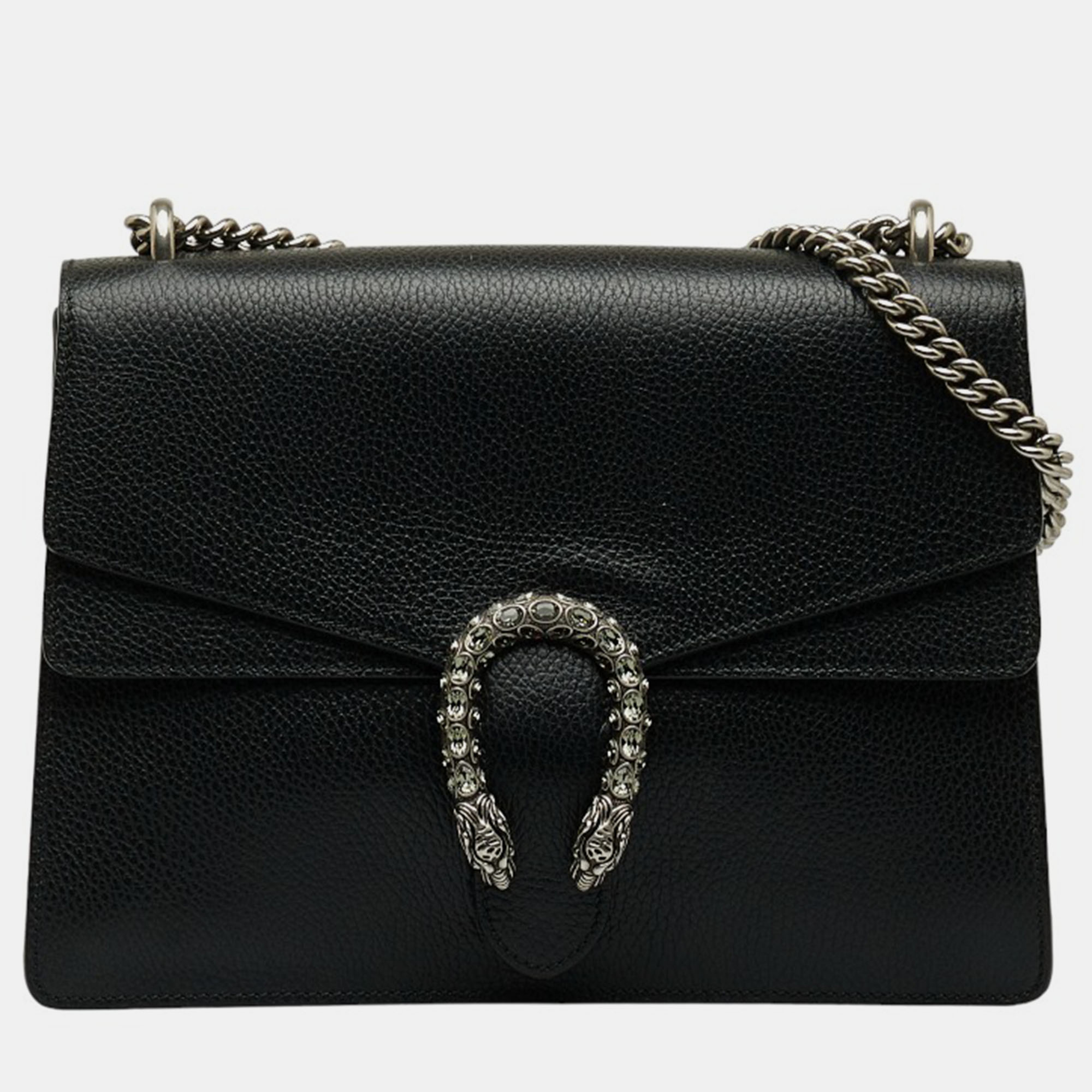 Gucci Black Leather Medium Dionysus Shoulder Bag