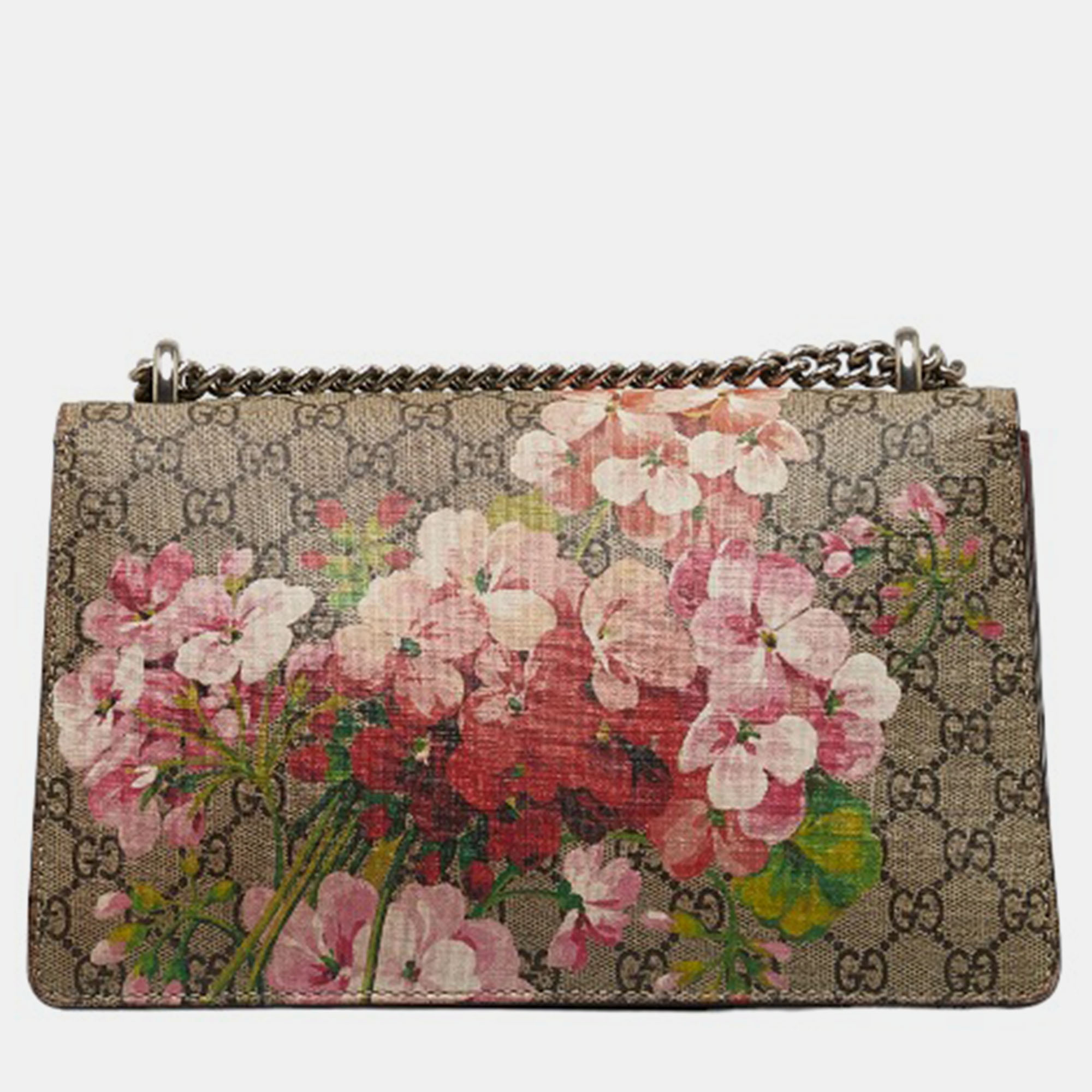 Gucci Brown Canvas GG Supreme Blooms Medium Dionysus Shoulder Bag