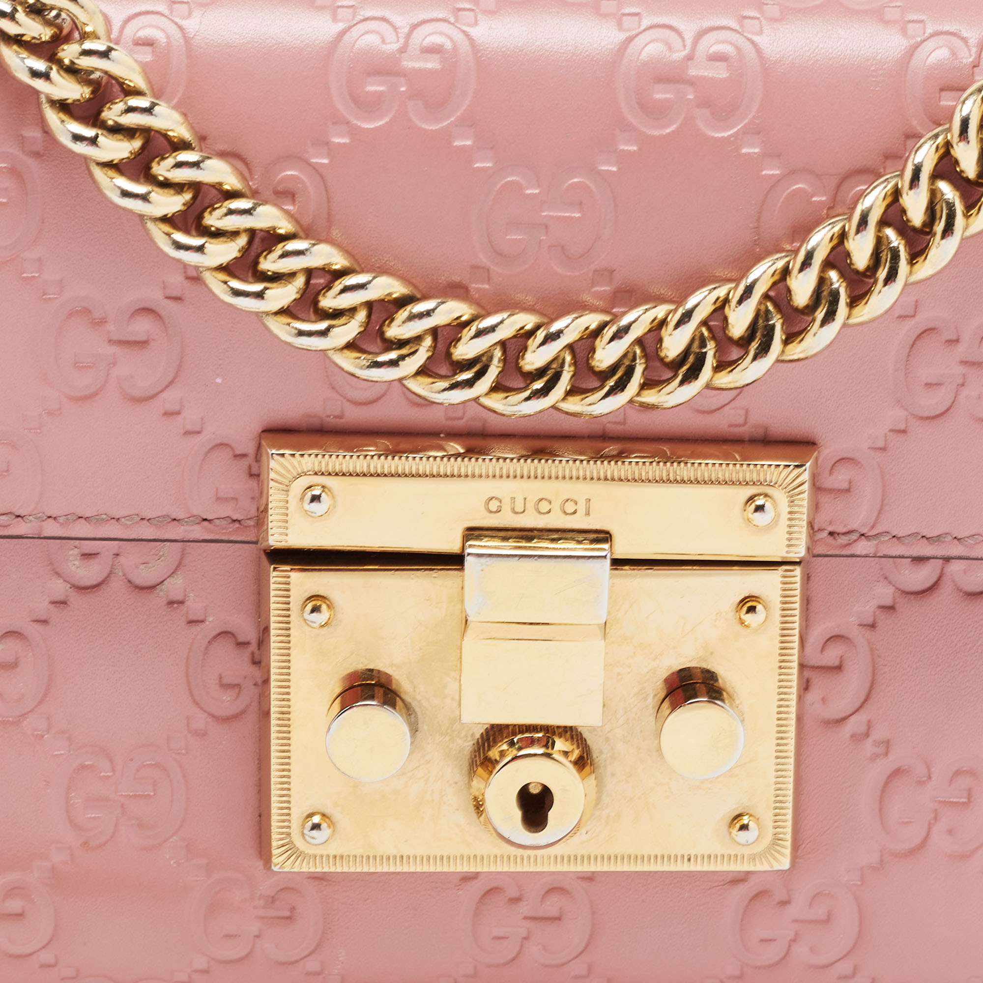 Gucci Pink Guccissima Leather Small Padlock Shoulder Bag