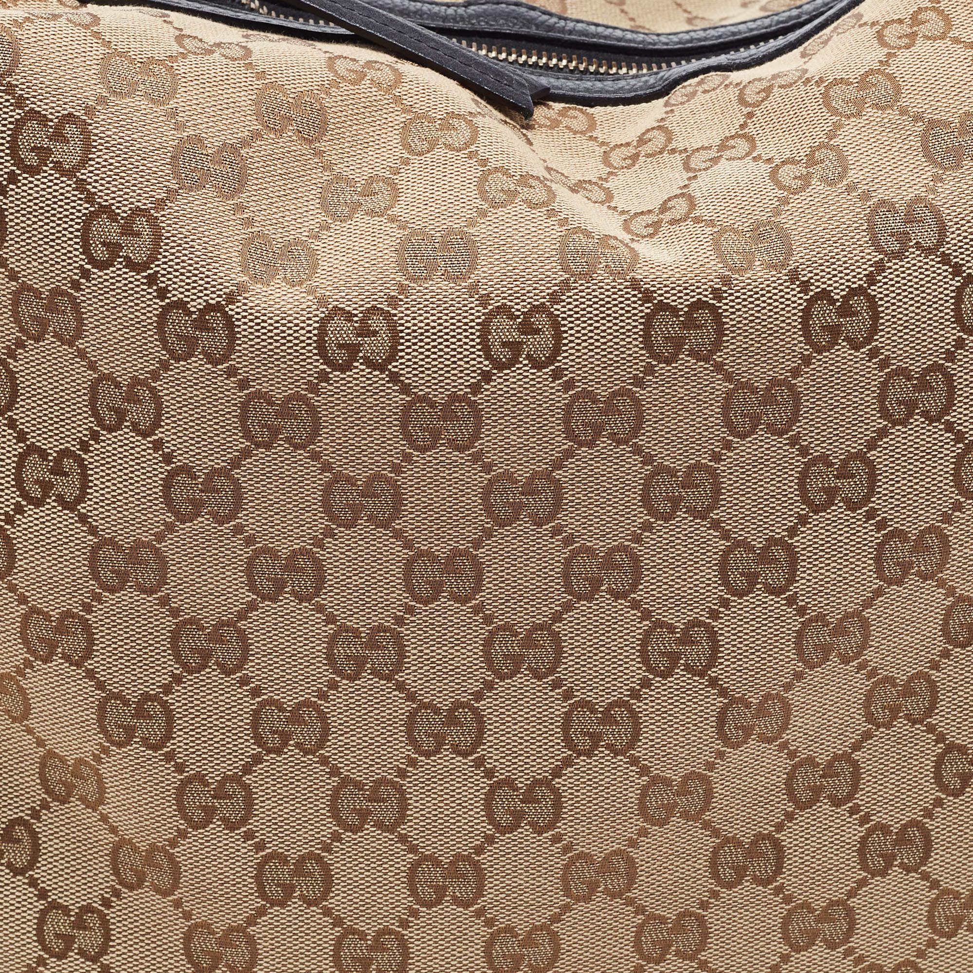 Gucci Beige/Black GG Canvas And Leather Hobo