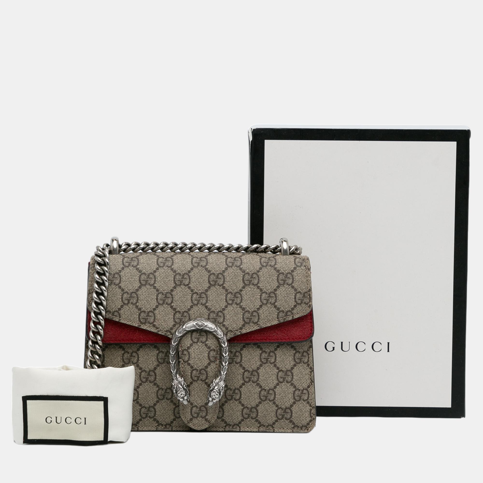 Gucci Beige/ Brown Mini GG Supreme Dionysus Crossbody Bag