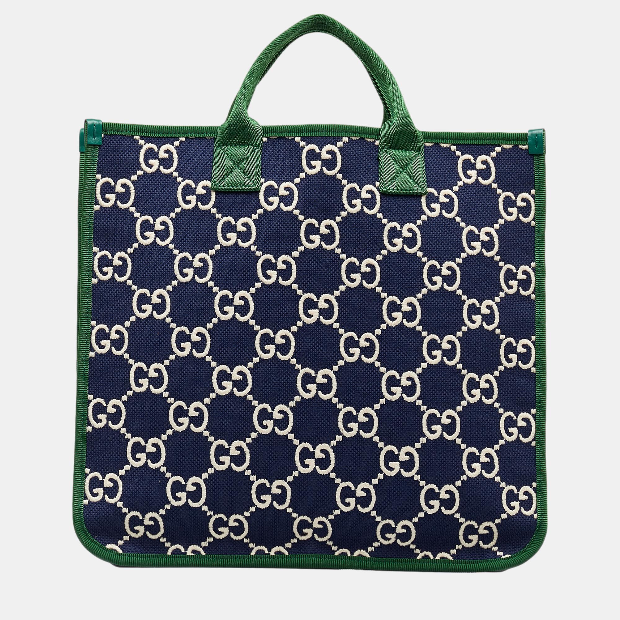 Gucci Blue/ Green GG Nylon Web Children's Tote Bag