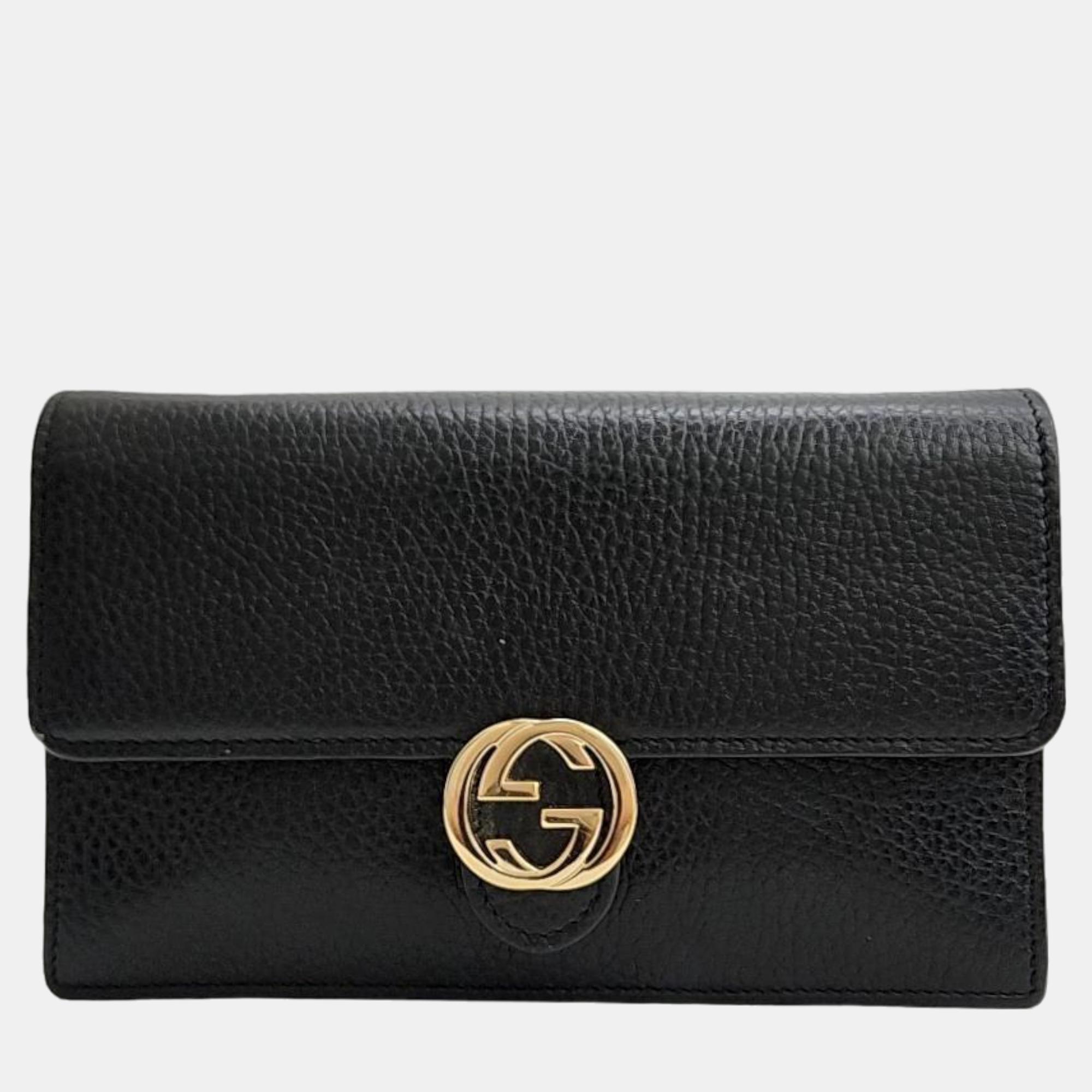 Gucci Black Leather Interlocking Cross Bag (510314)