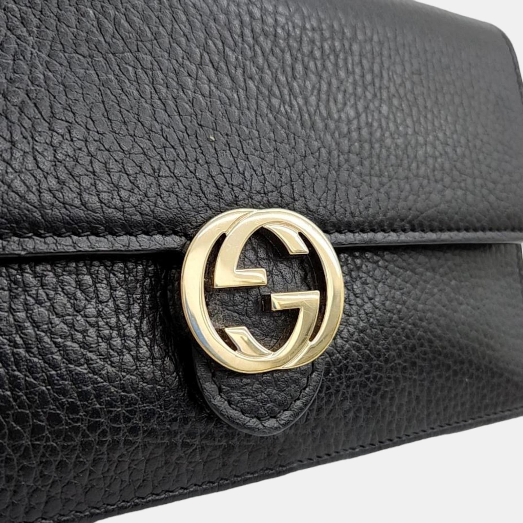 Gucci Black Leather Interlocking Cross Bag (510314)