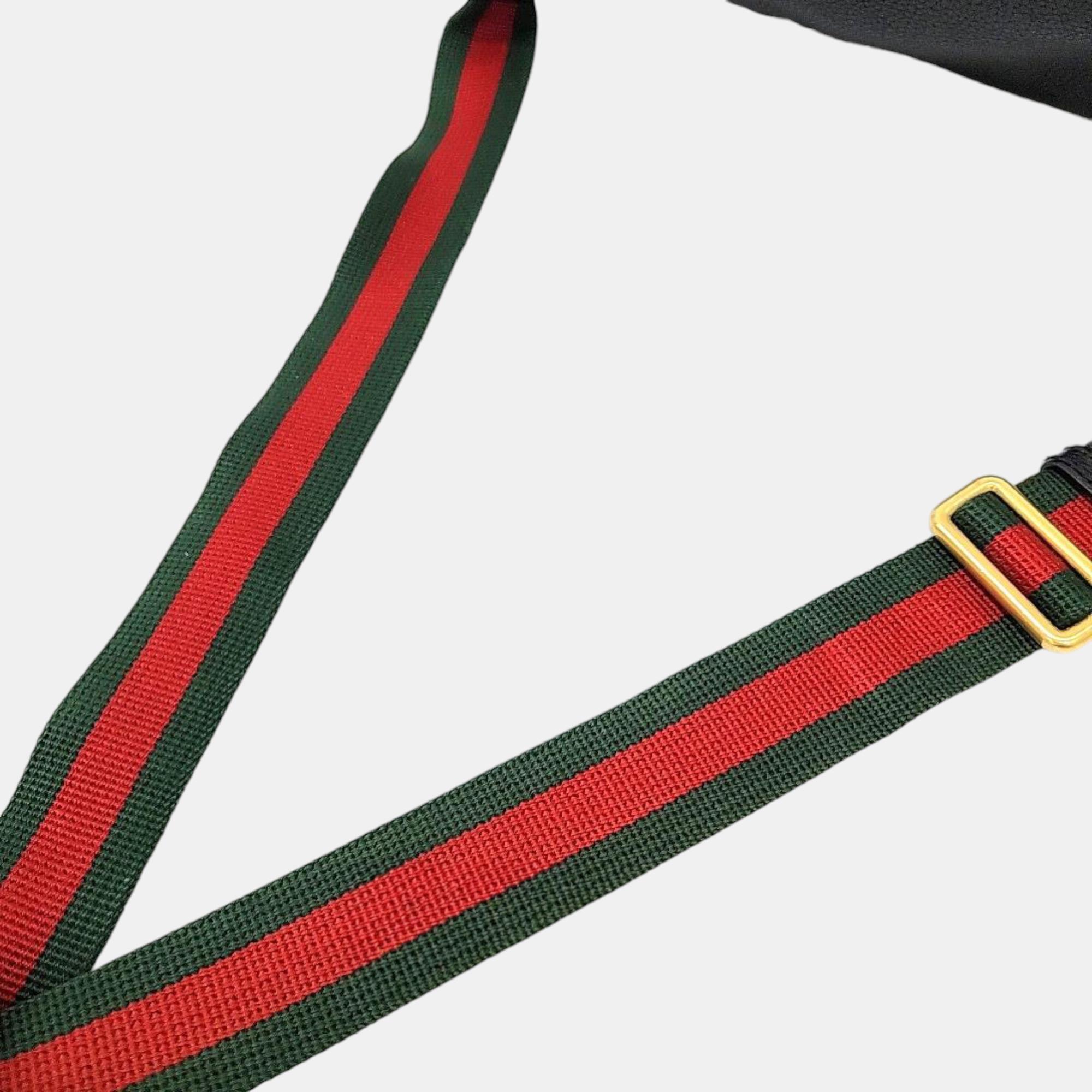 Gucci Black Leather Web Logo Belt Bag (530412)