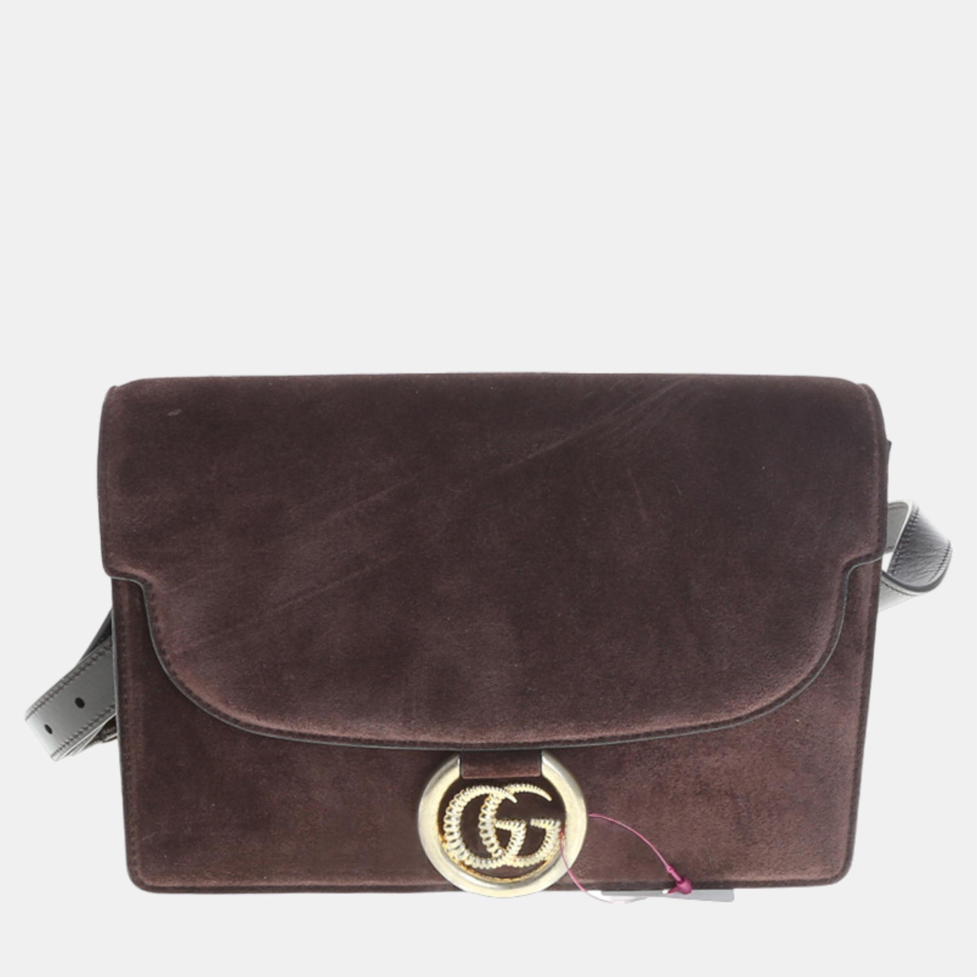 Gucci brown suede shoulder bag (589474)