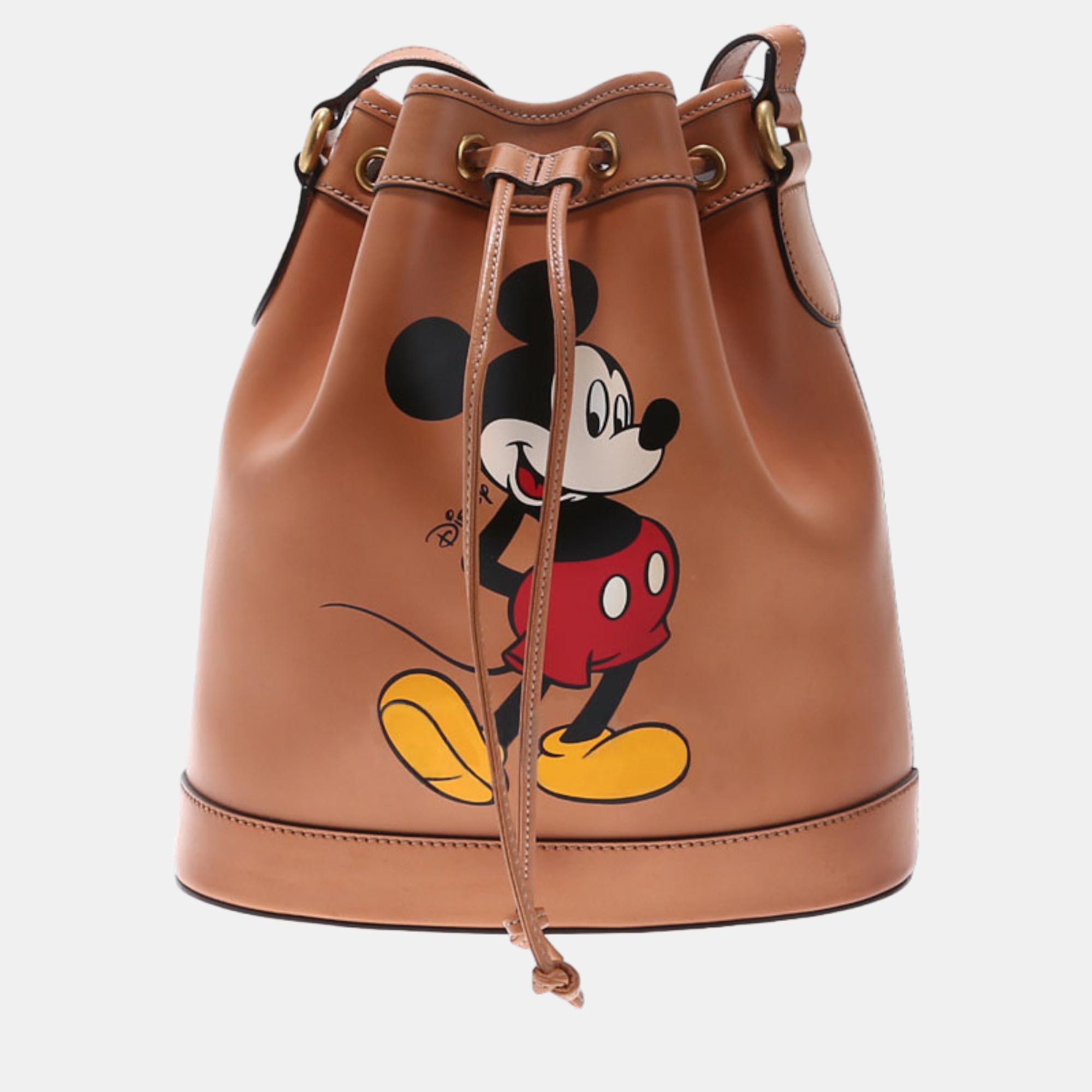 Gucci X Disney Mickey Mouse Printed Leather Bucket Bag