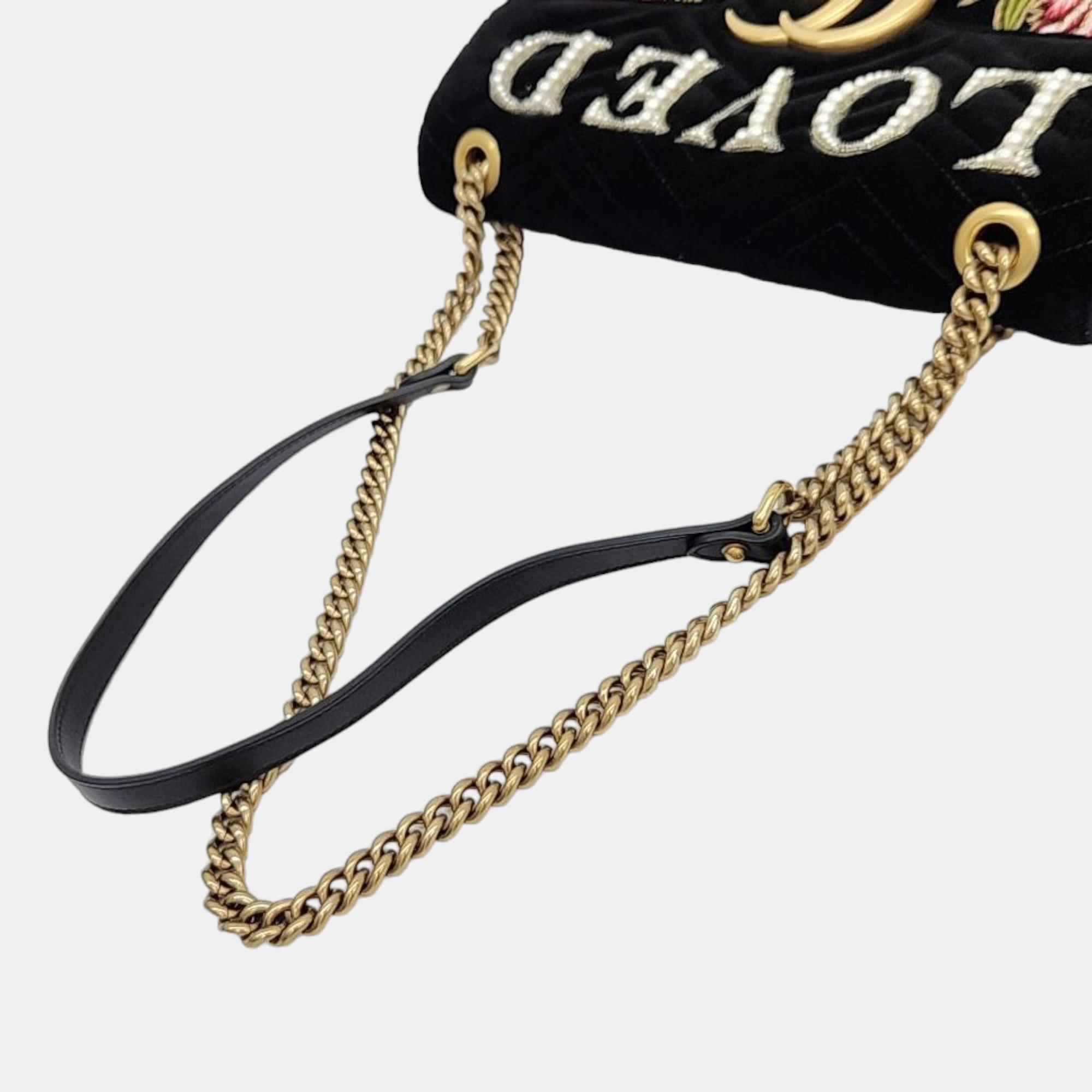 Gucci Velvet Marmont Matrace Shoulder Bag (443496)