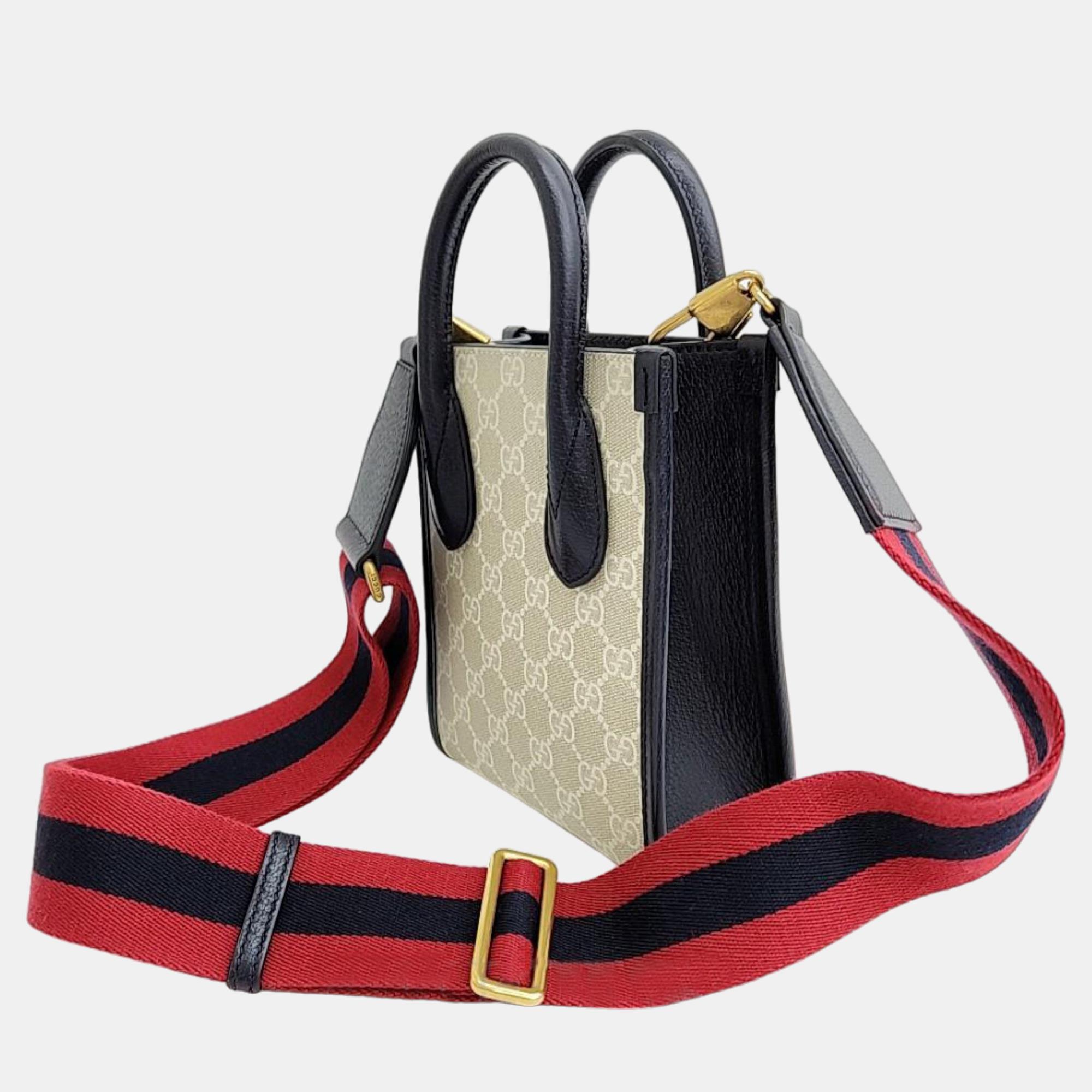 Gucci White/Beige GG Ophidia Mini Tote Bag