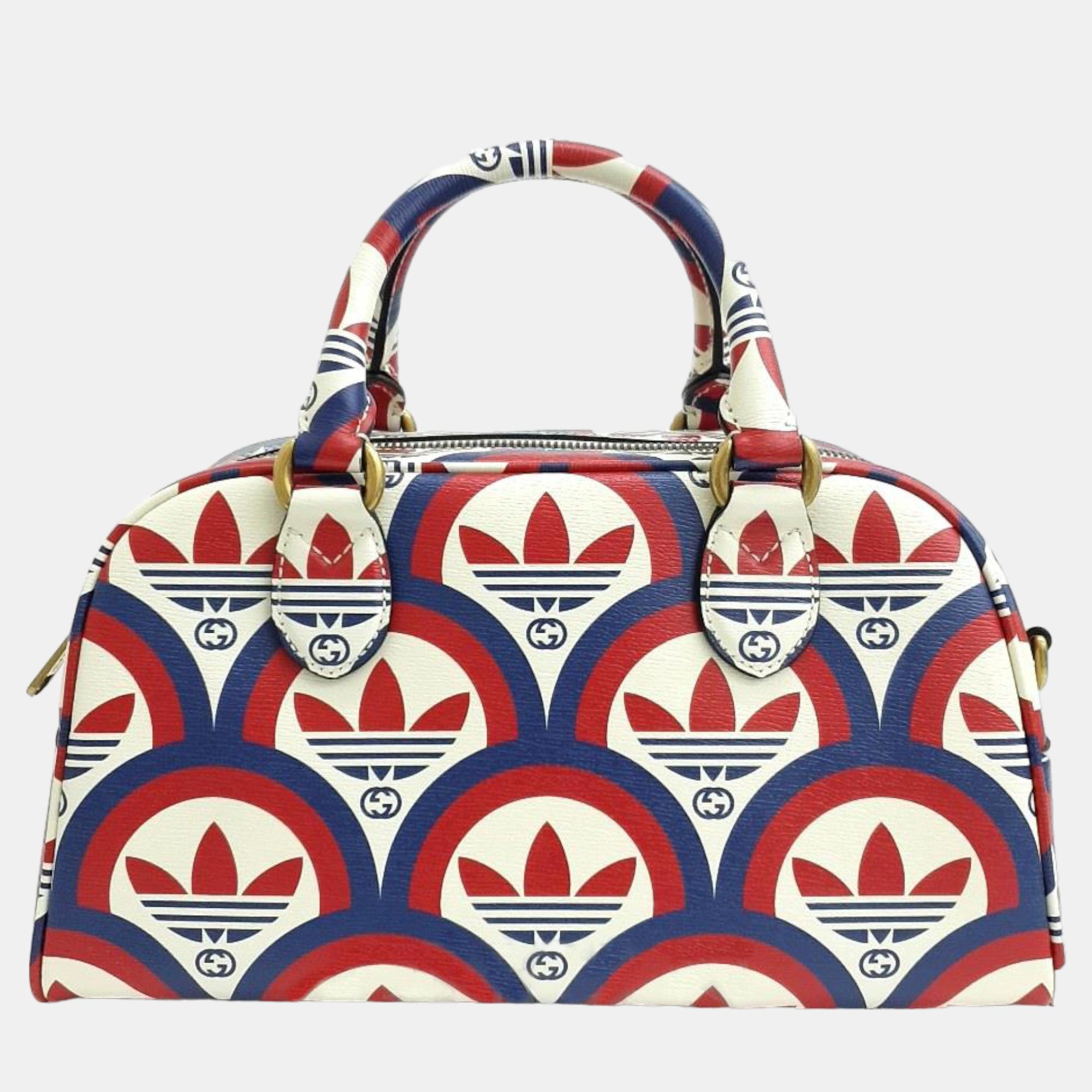 Gucci x adidas multicolour printed leather mini duffle bag