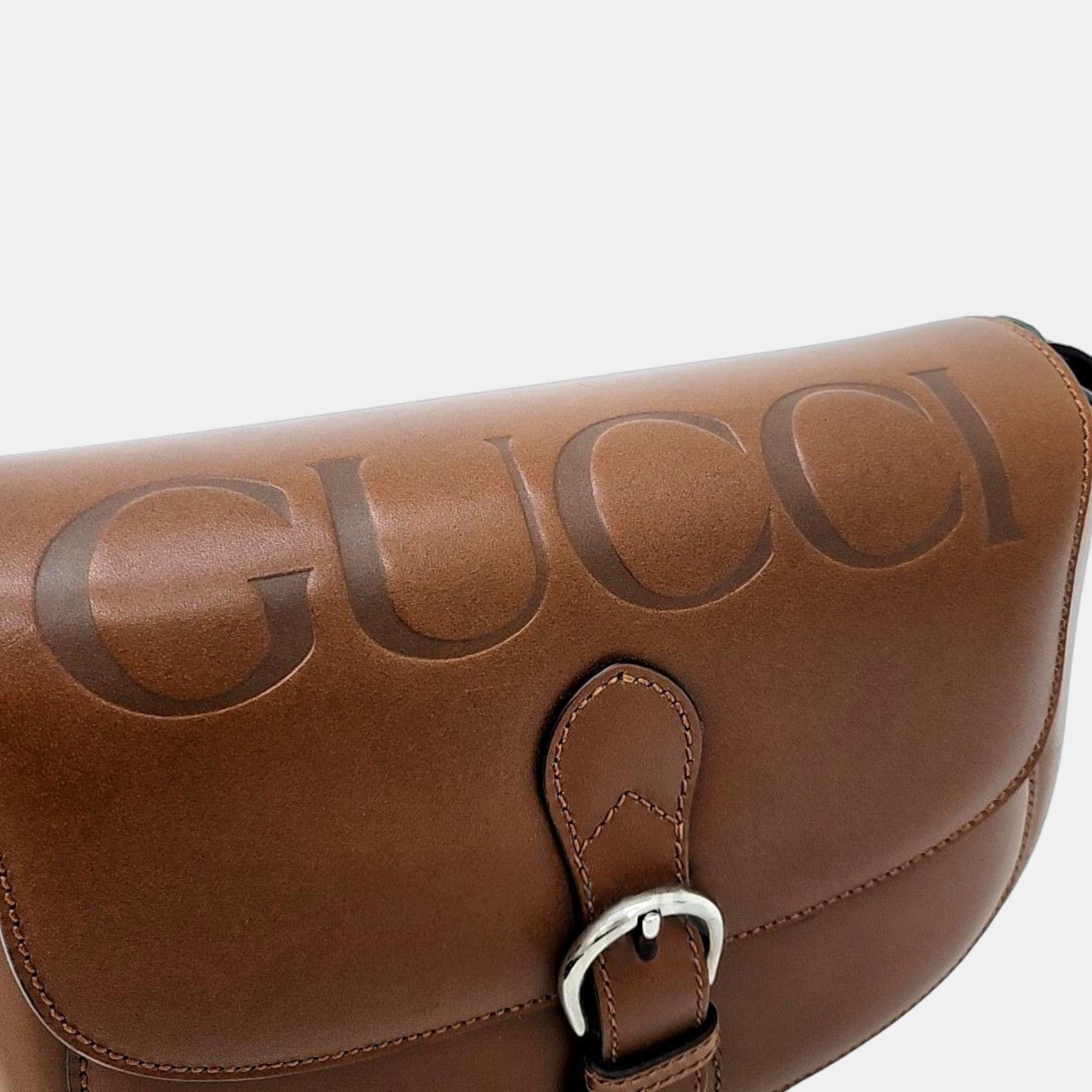 Gucci Brown Leather Logo Shoulder Bag (679540)
