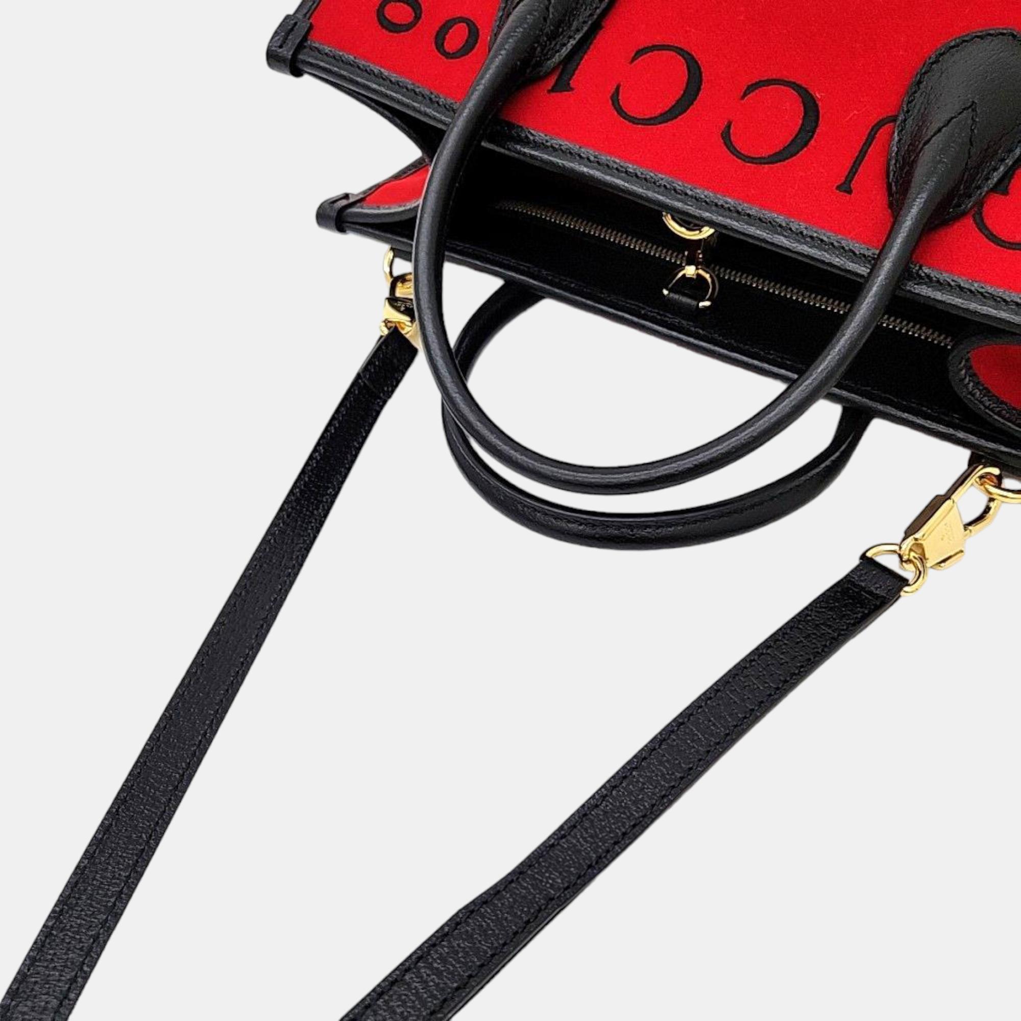 Gucci Red Black Fabric 100 Small Tote Bag (659983)