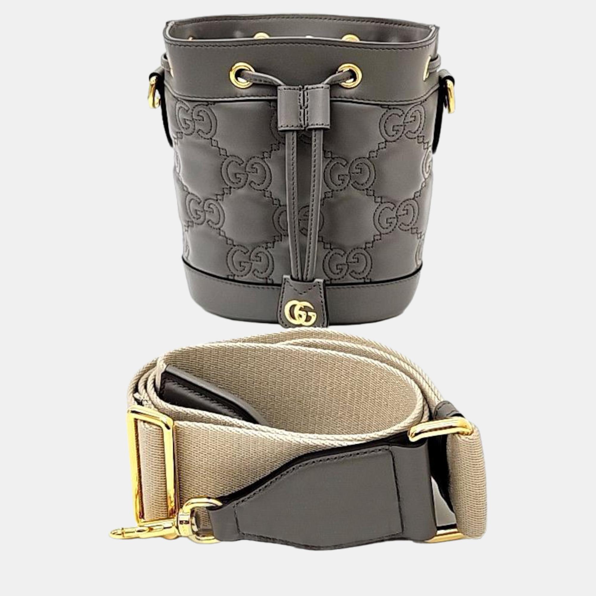 Gucci marmont matelasse leather bucket bag (728231)