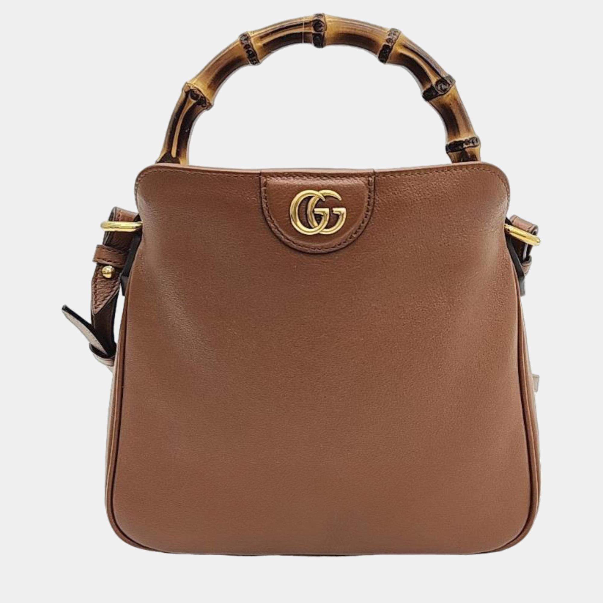 Gucci Brown Leather Diana Small Shoulder Bag (746251)