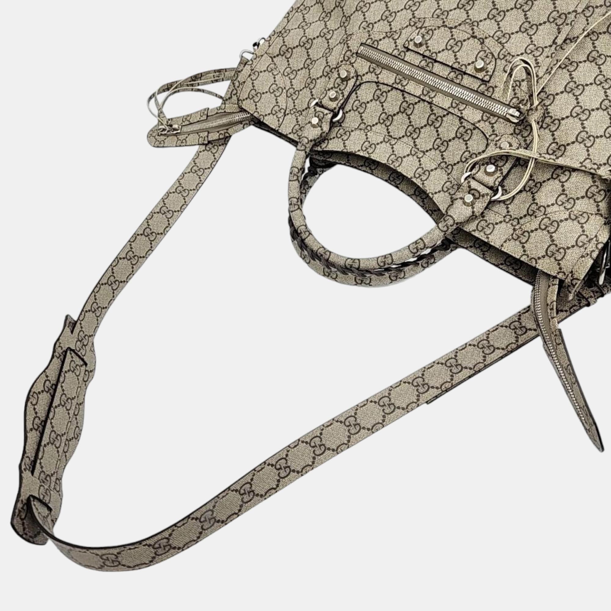 Gucci Beige Canvas Tote Shoulder Bag