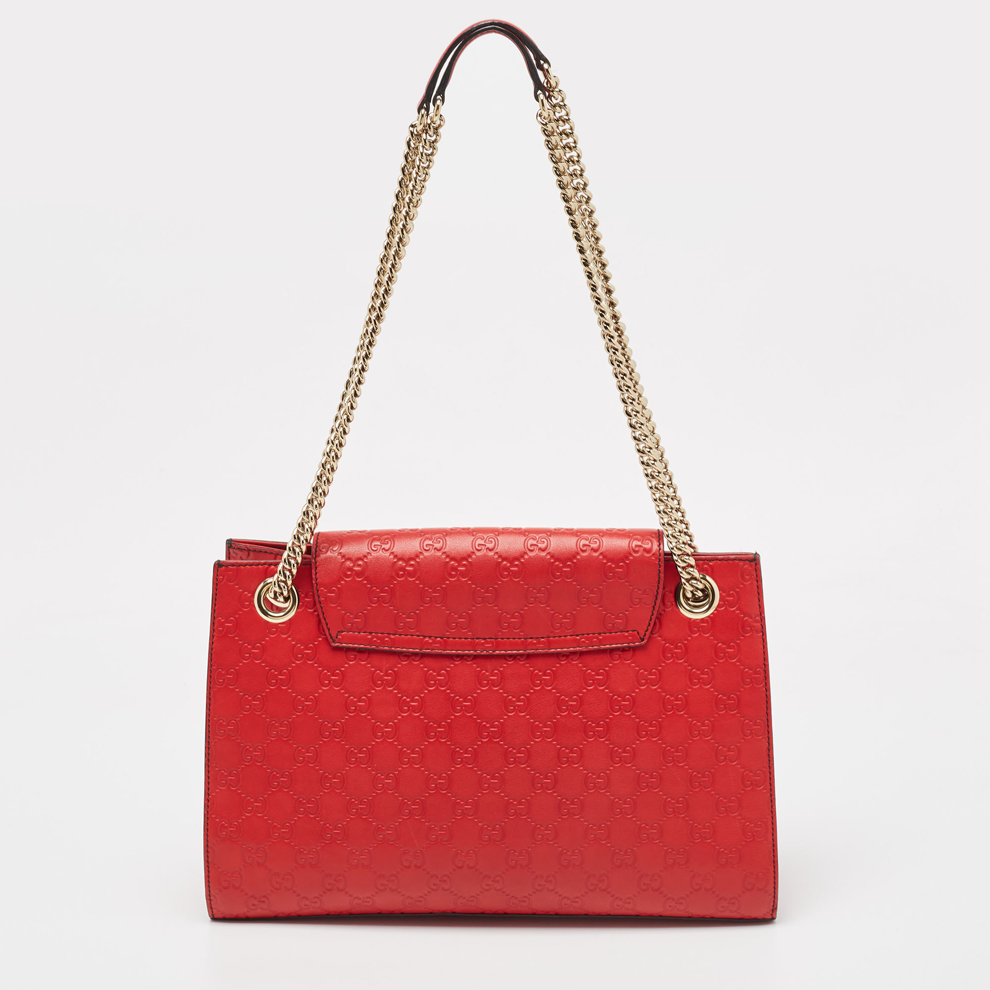 Gucci Red Guccissima Leather Emily Chain Shoulder Bag