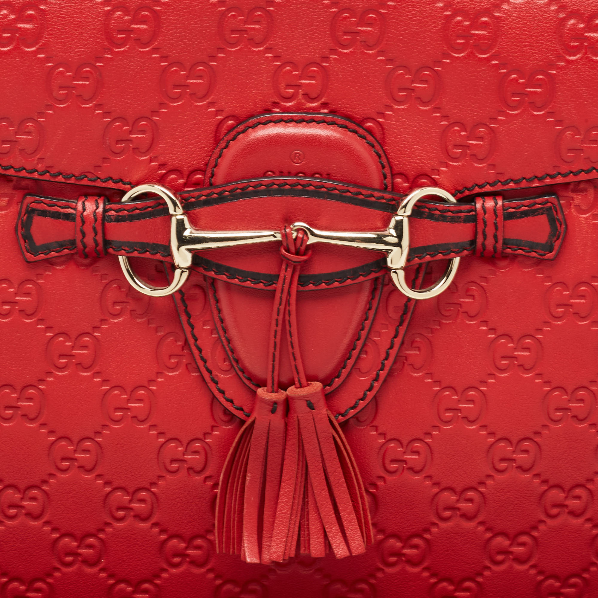 Gucci Red Guccissima Leather Emily Chain Shoulder Bag