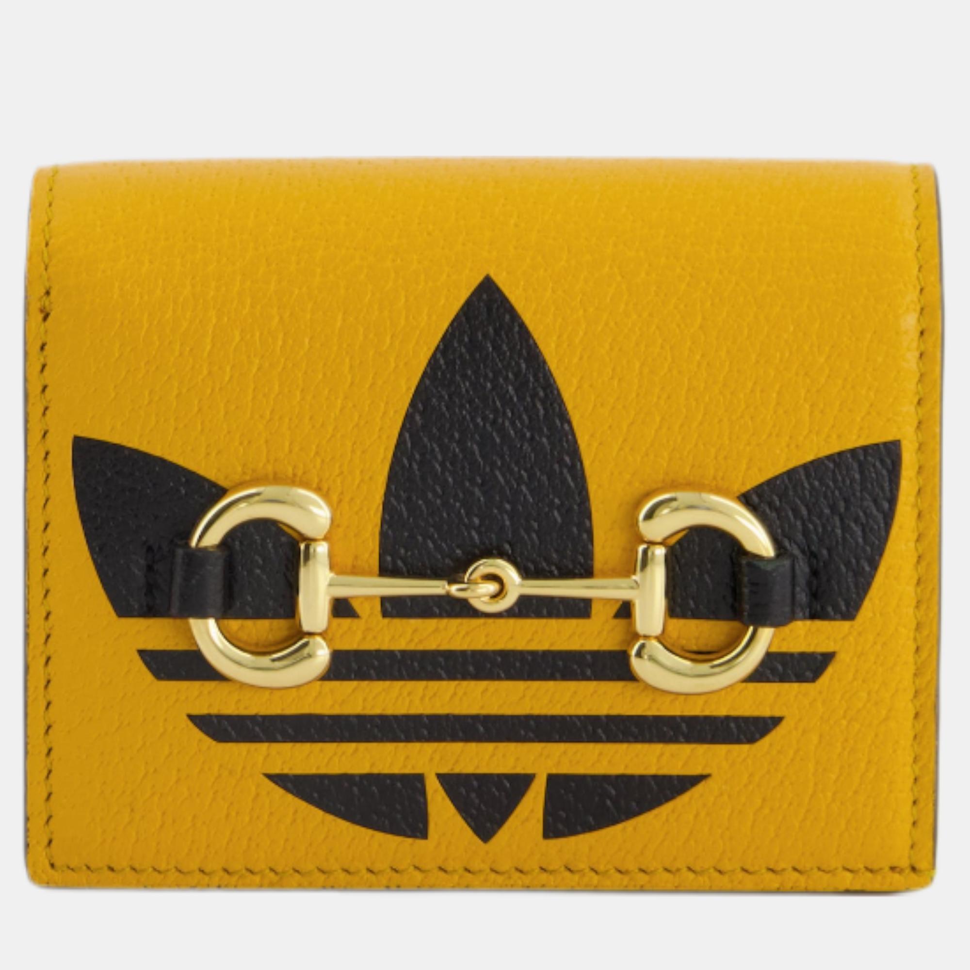 Gucci x adidas yellow and black ultra mini cross-body bag with gold horsebit detail