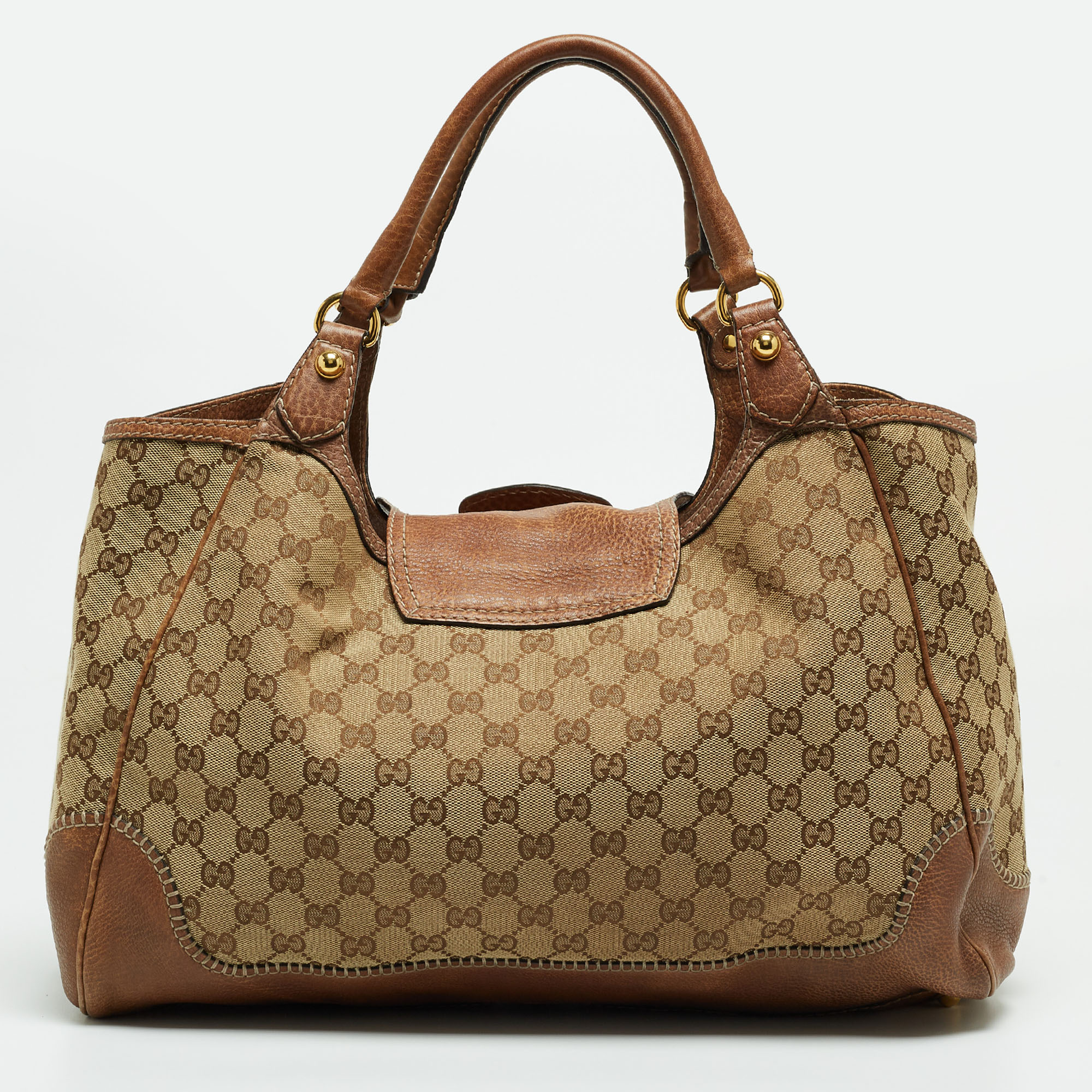 Gucci Beige/Brown GG Canvas And Leather Large New Pelham Shoulder Bag