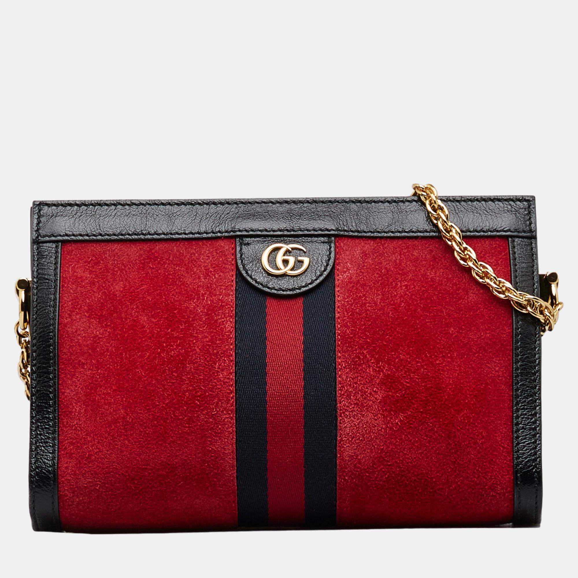 Gucci Red Small Ophidia Chain Crossbody