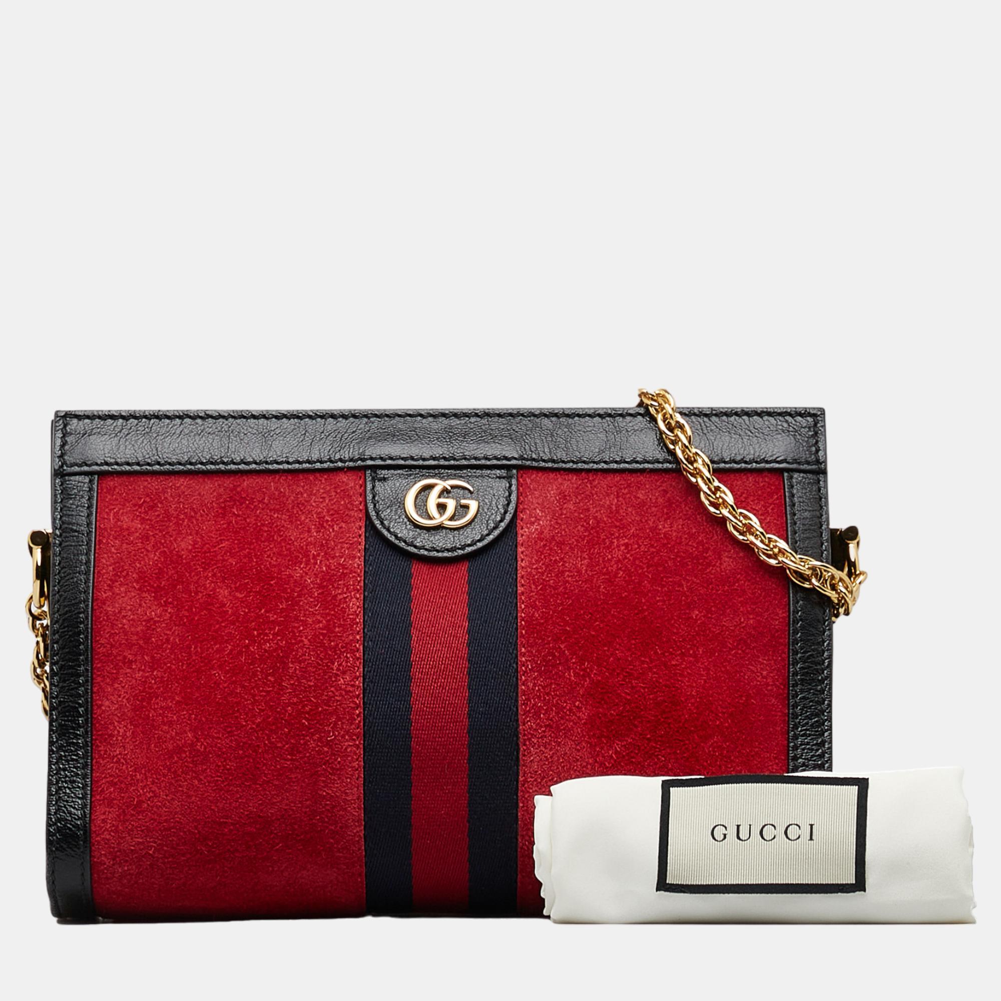Gucci Red Small Ophidia Chain Crossbody