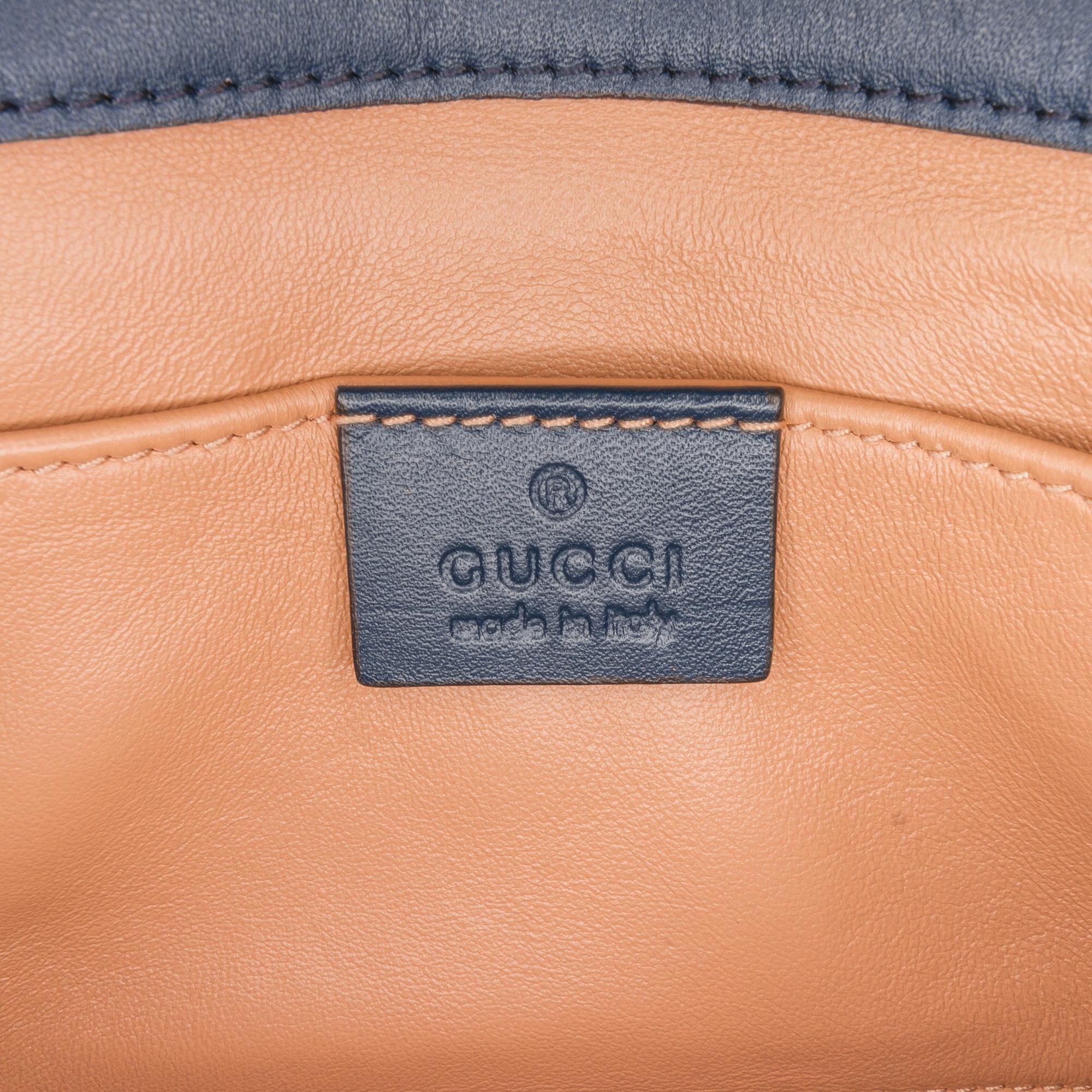 Gucci Navy Blue Mini Queen Margaret Broadway Leather Satchel
