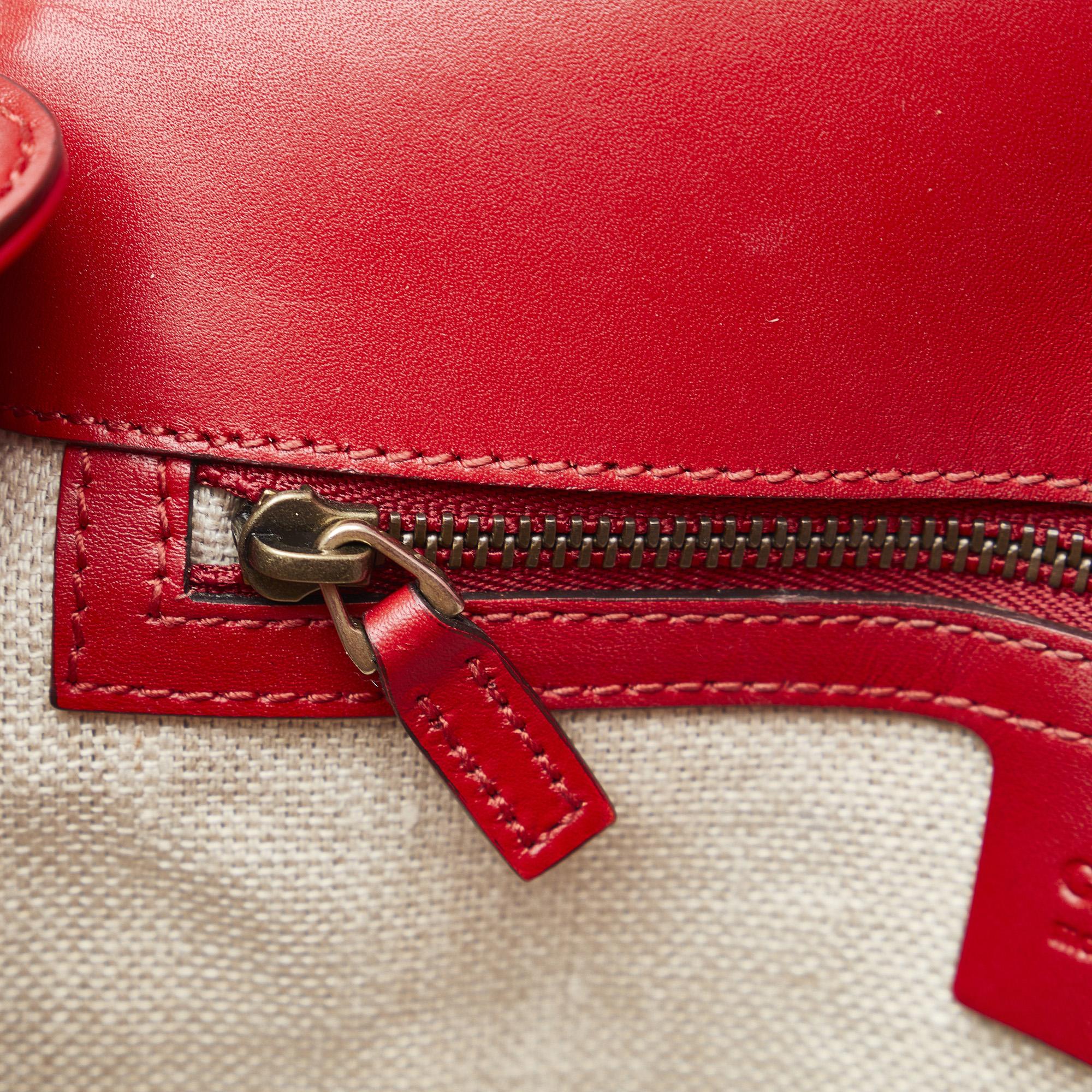 Gucci Beige/Red  Medium GG Canvas Lady Web Crossbody Bag