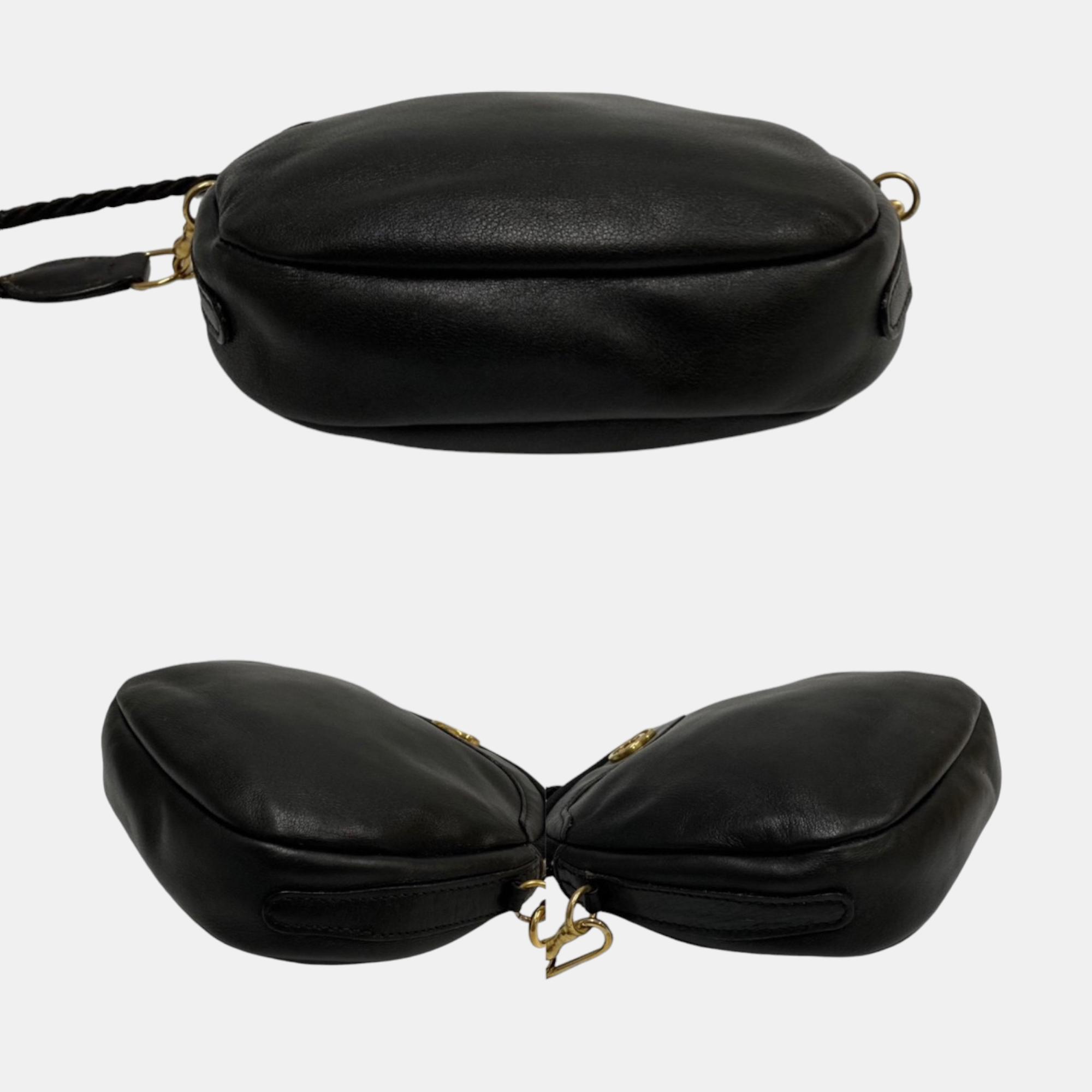 Gucci Black Interlocking G Leather Crossbody Bag