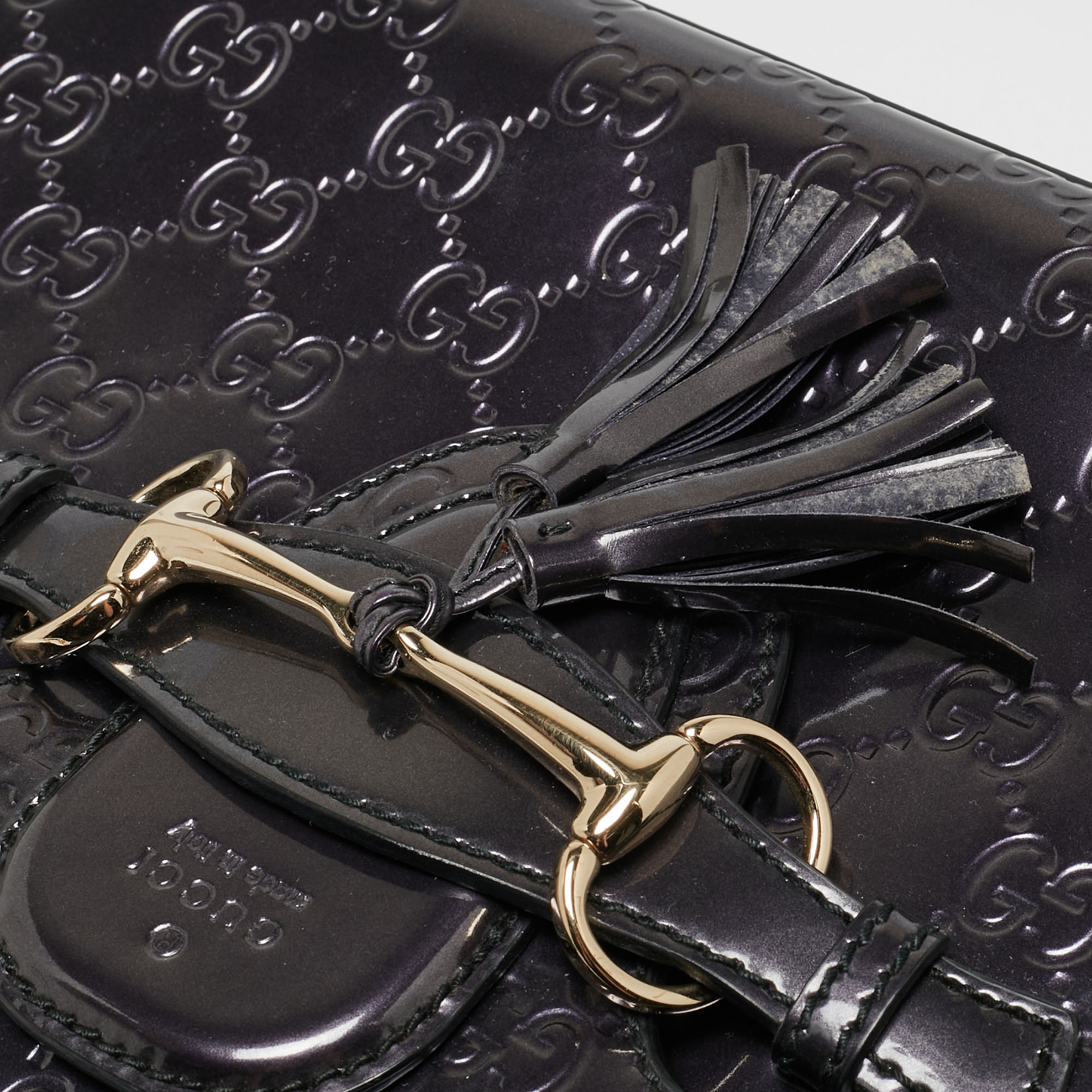 Gucci Purple Guccissima Patent Leather Medium Emily Chain Shoulder Bag