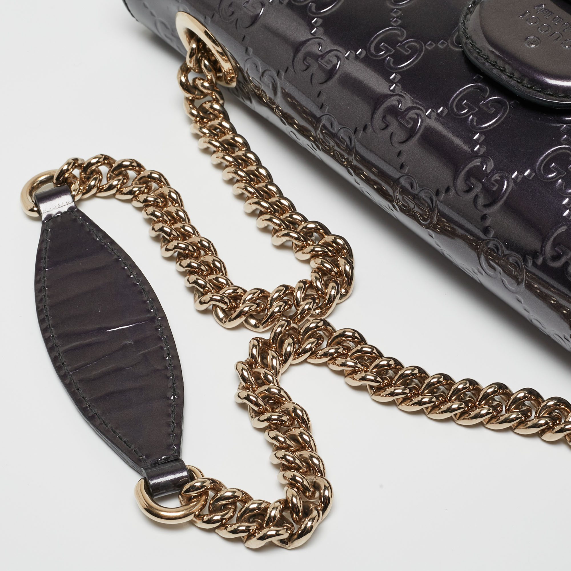 Gucci Purple Guccissima Patent Leather Medium Emily Chain Shoulder Bag