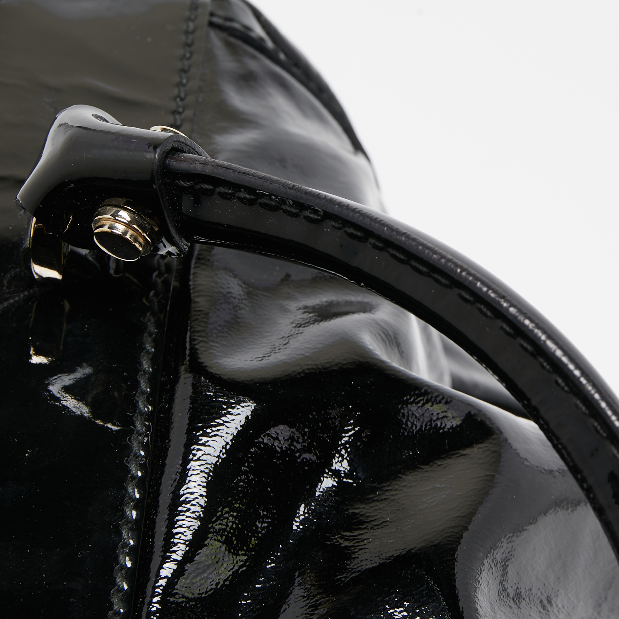 Gucci Black Patent Leather D Ring Tote
