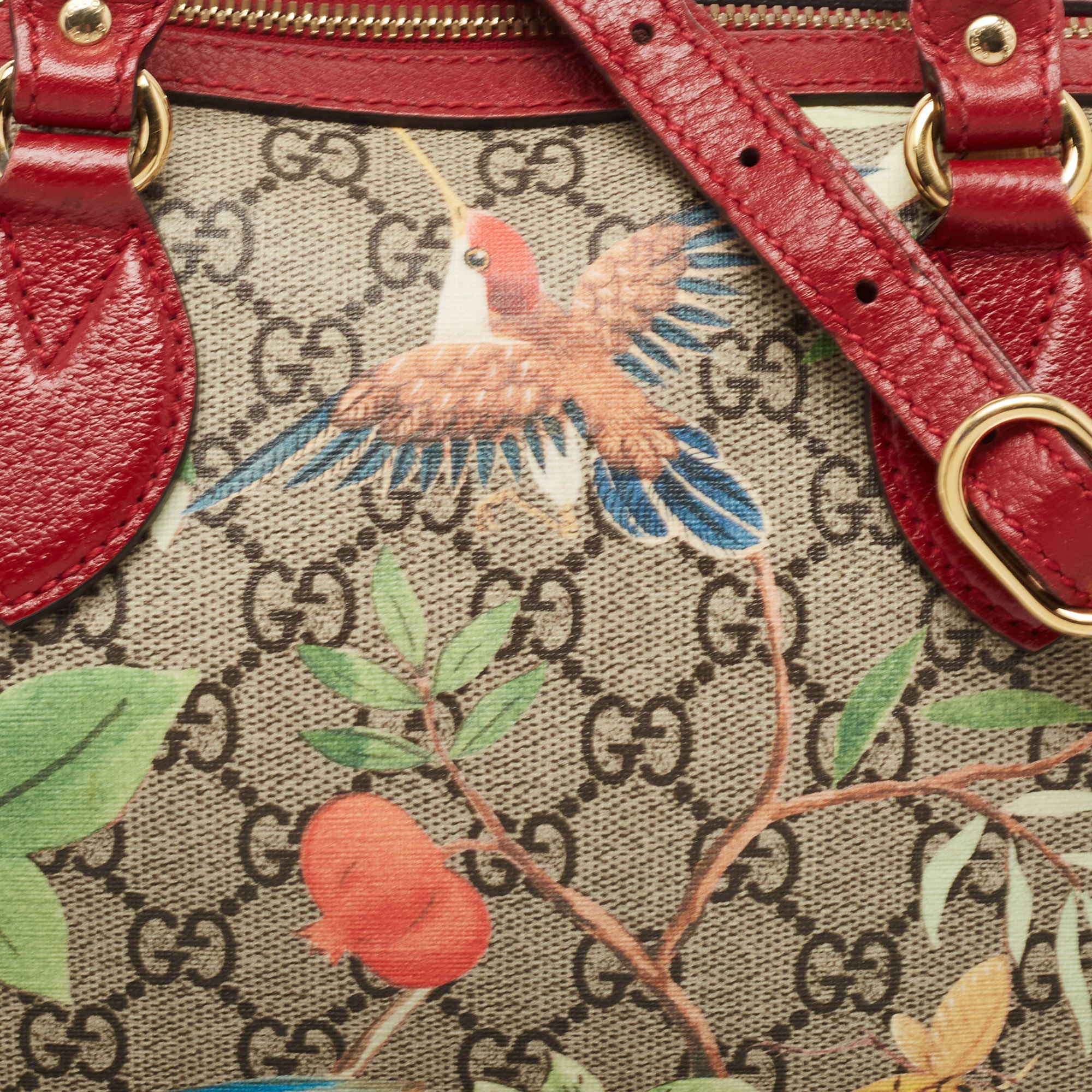 Gucci Multicolor GG Supreme Canvas And Leather Small Tian Boston Bag