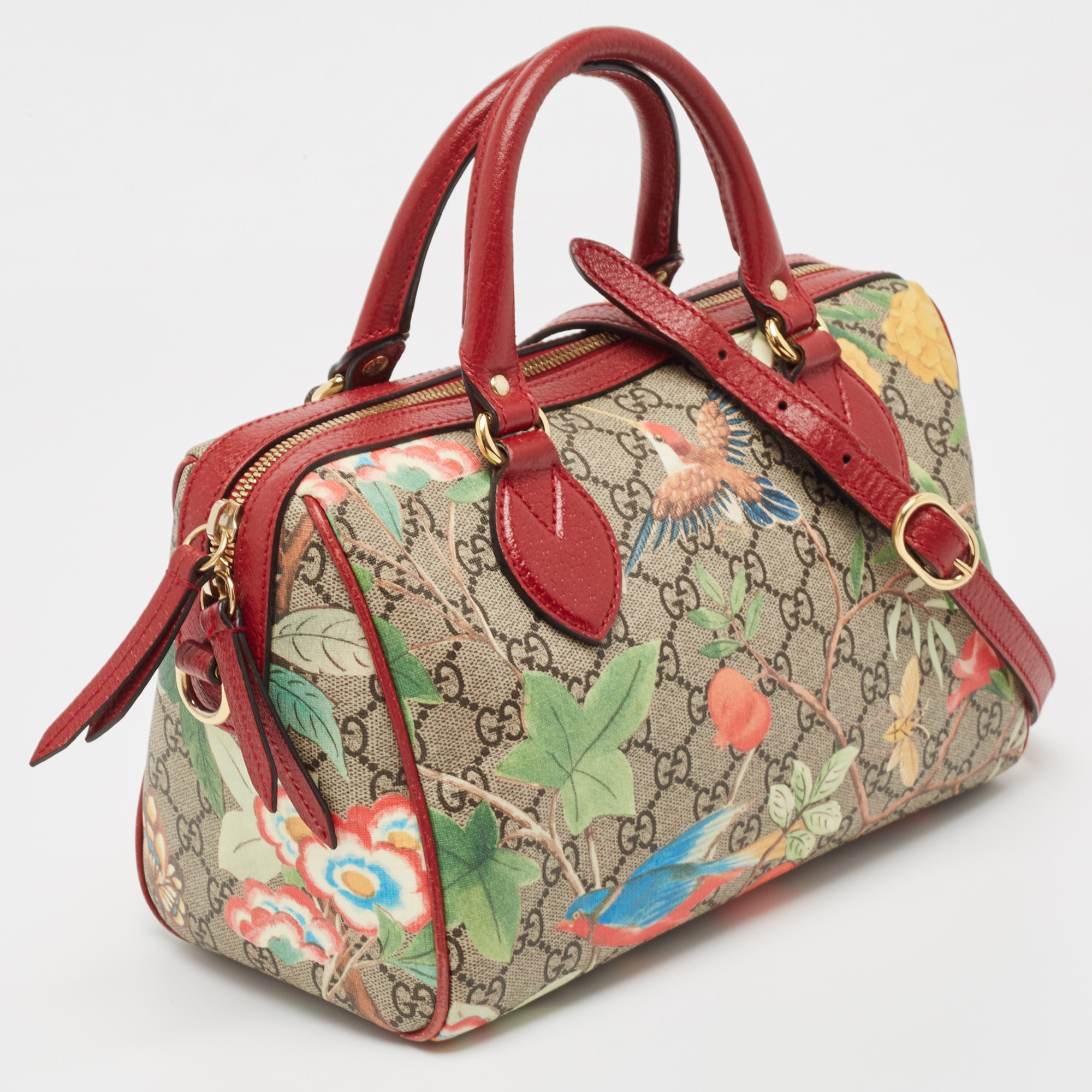 Gucci Multicolor GG Supreme Canvas And Leather Small Tian Boston Bag