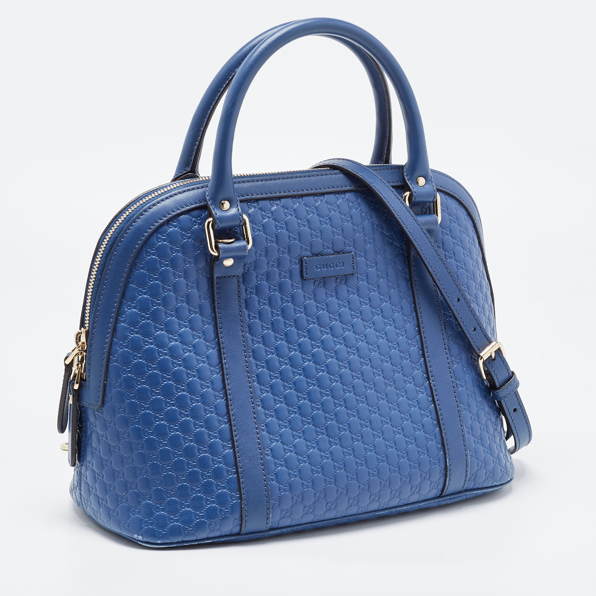 Gucci Blue Microguccissima Leather Medium Dome Bag