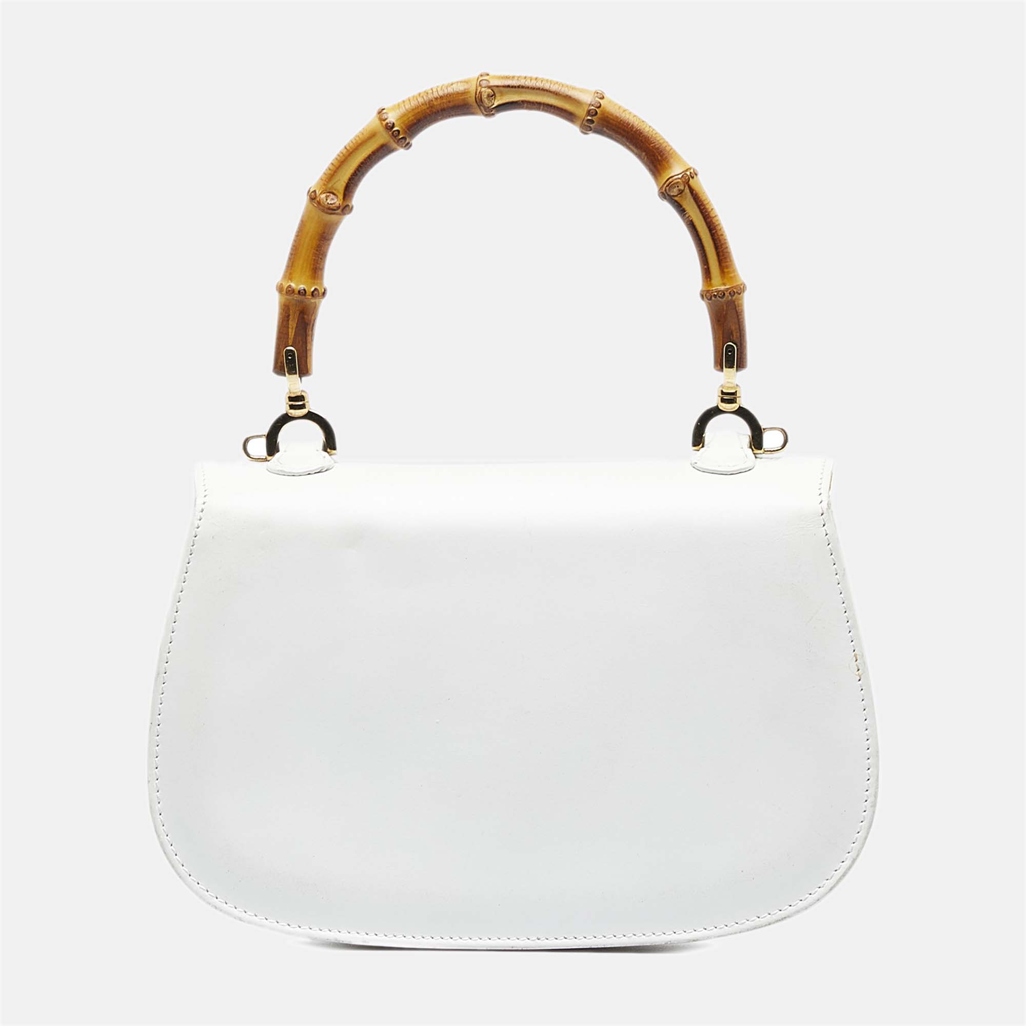 Gucci White Leather Bamboo Night