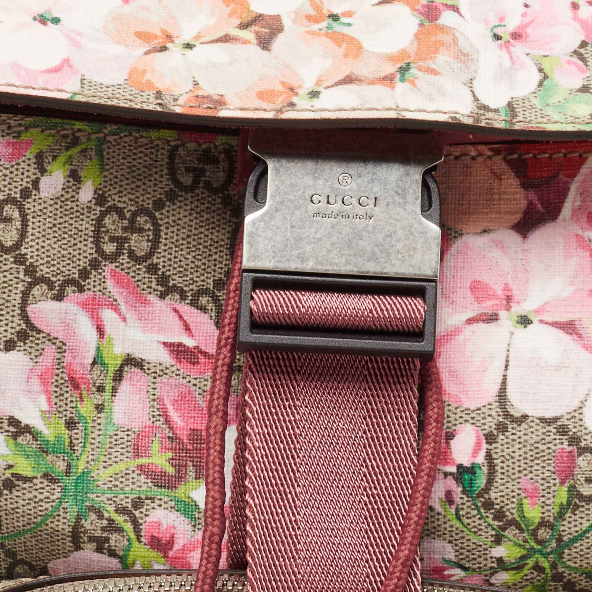 Gucci Beige/Pink GG Blooms Supreme Canvas And Suede Backpack