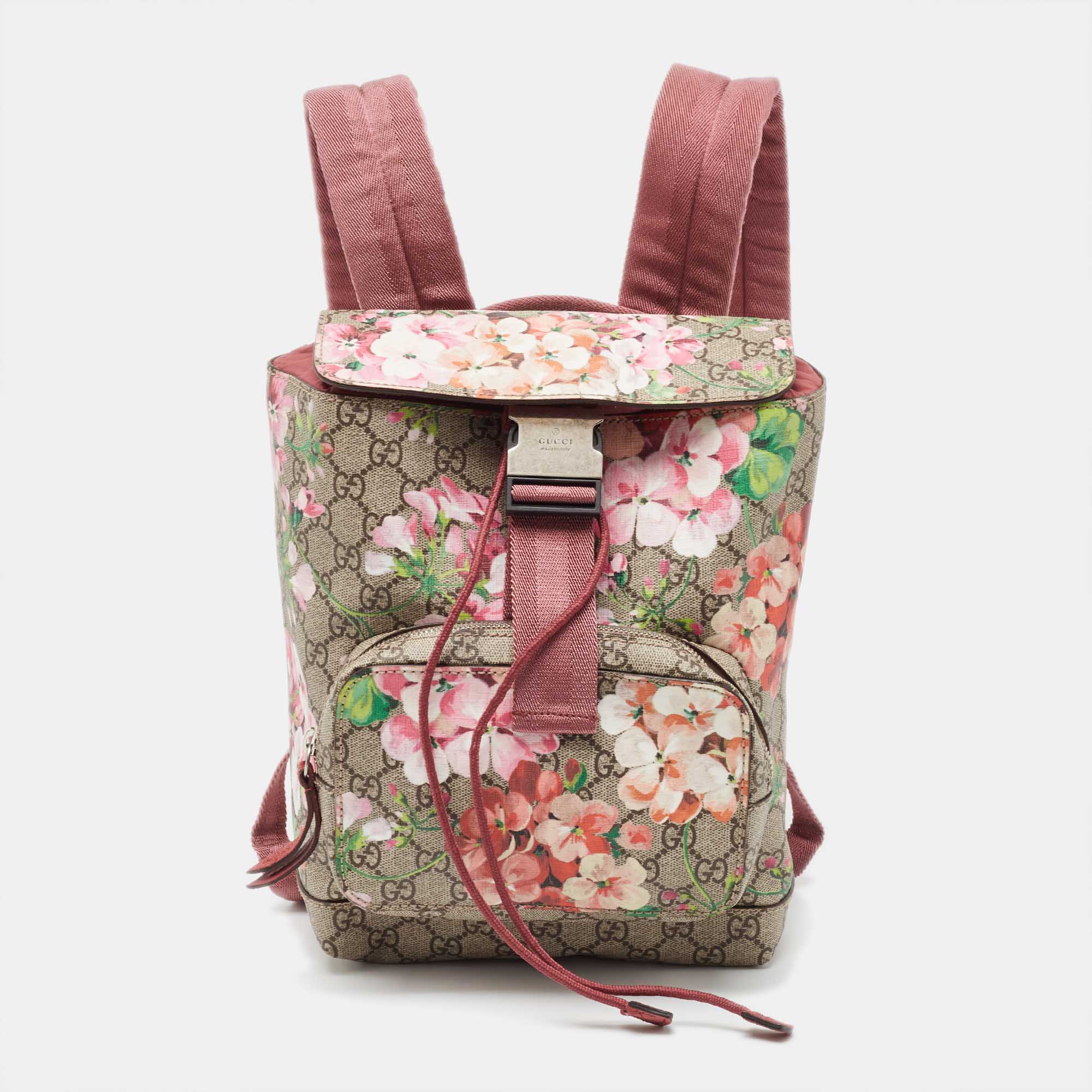 Gucci Beige/Pink GG Blooms Supreme Canvas And Suede Backpack