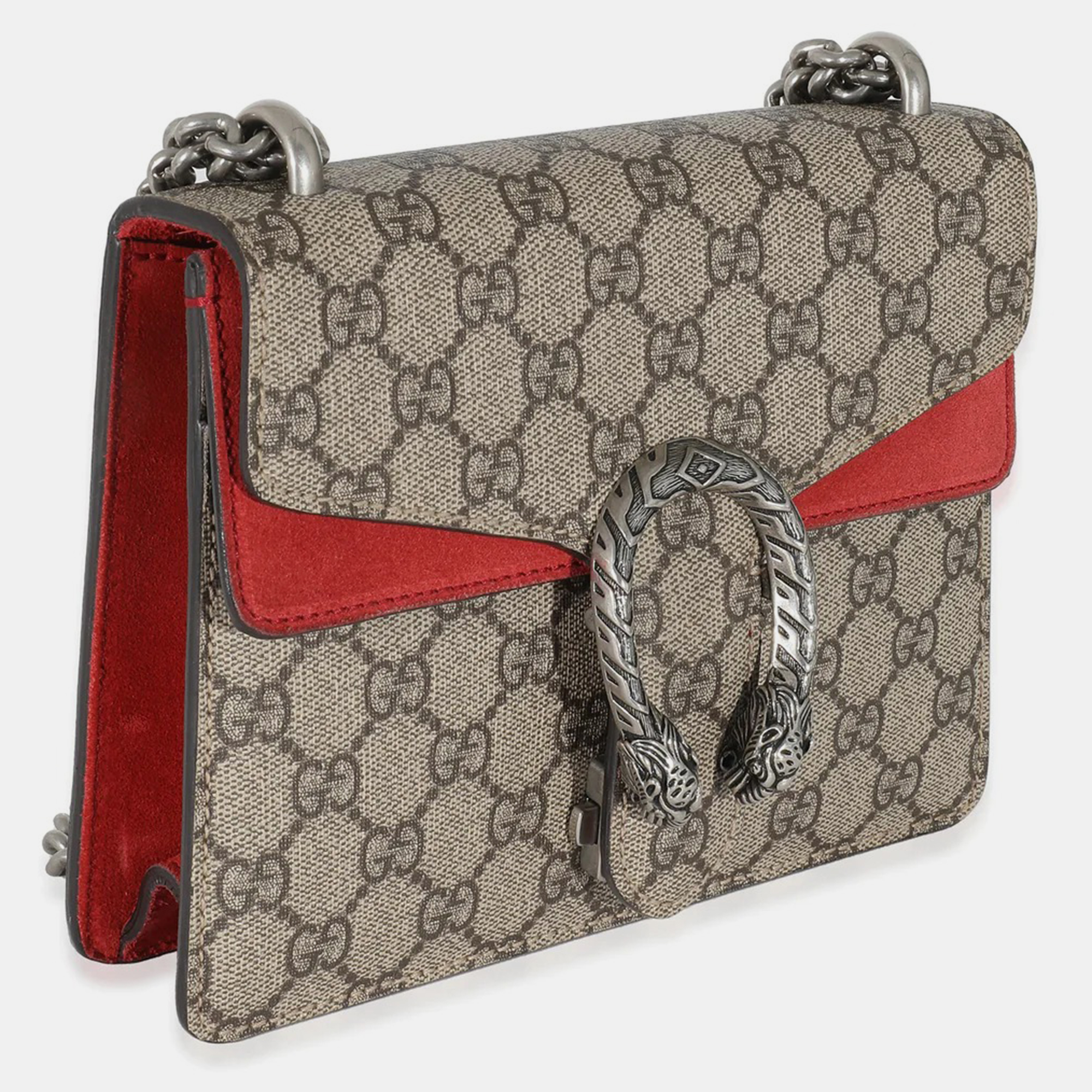 Gucci Red Suede GG Supreme Mini Dionysus Bag