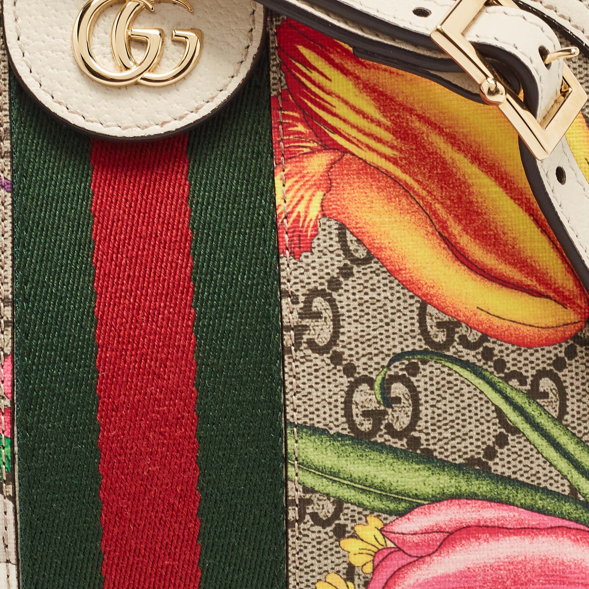 Gucci Multicolor GG Supreme Canvas And Leather Small Floral Ophidia Shoulder Bag
