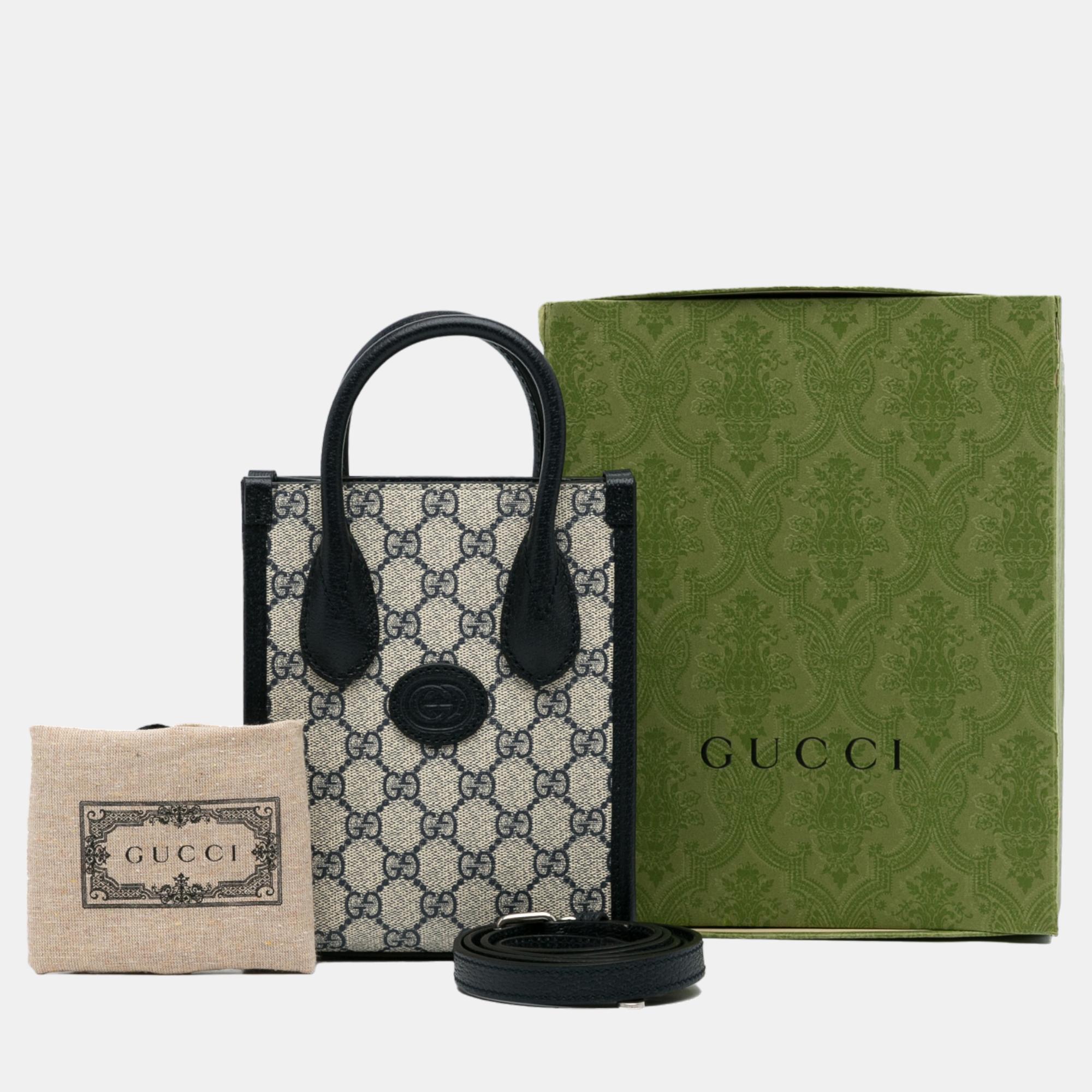 Gucci Beige/Black Mini GG Supreme Interlocking G Satchel