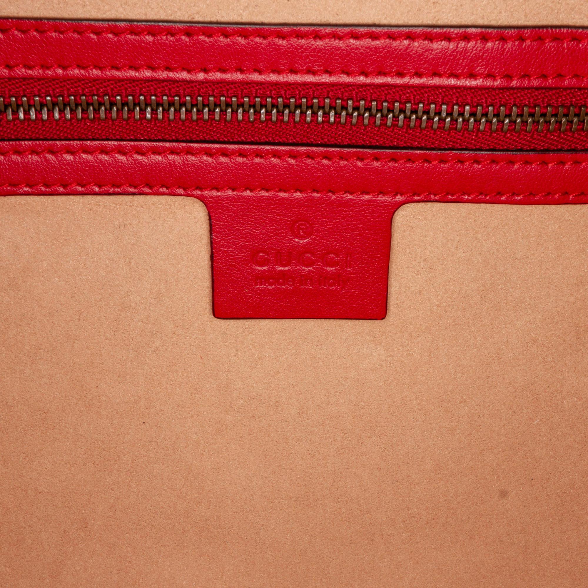 Gucci Red Small GG Marmont Matelasse Top Handle
