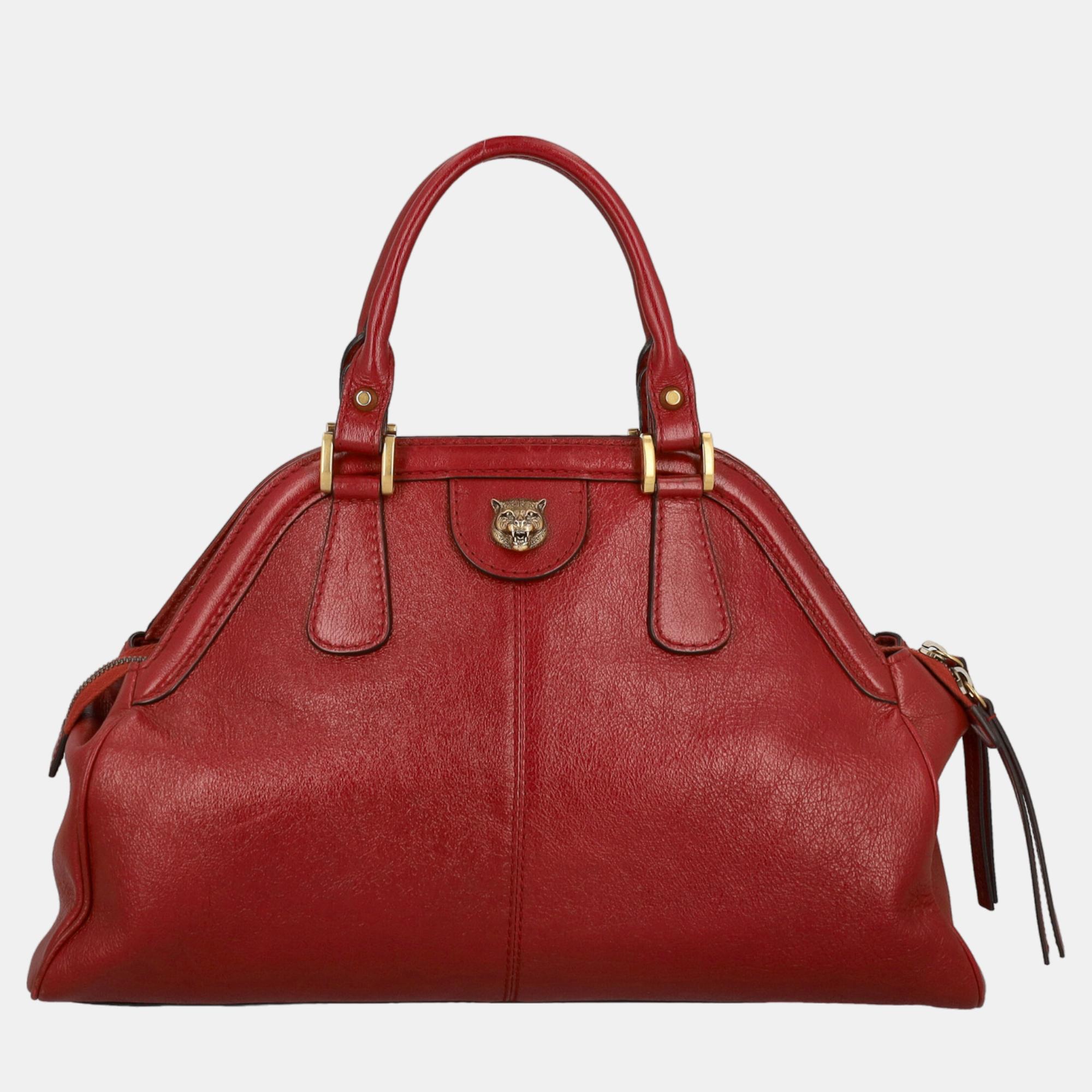 Gucci Re(Belle) -  Women's Leather Handbag - Burgundy - One Size