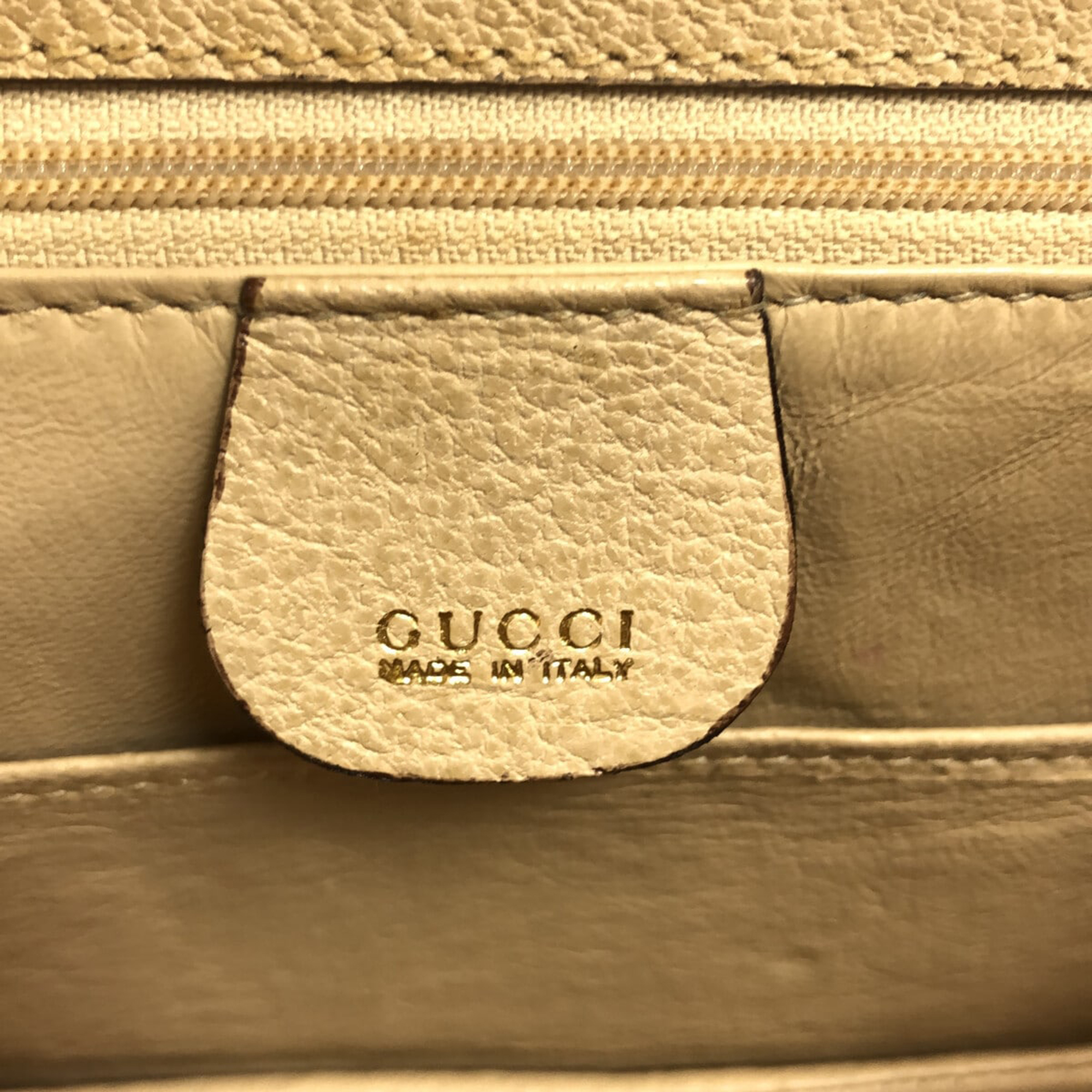 Gucci Beige Leather Bamboo Top Handle Bag