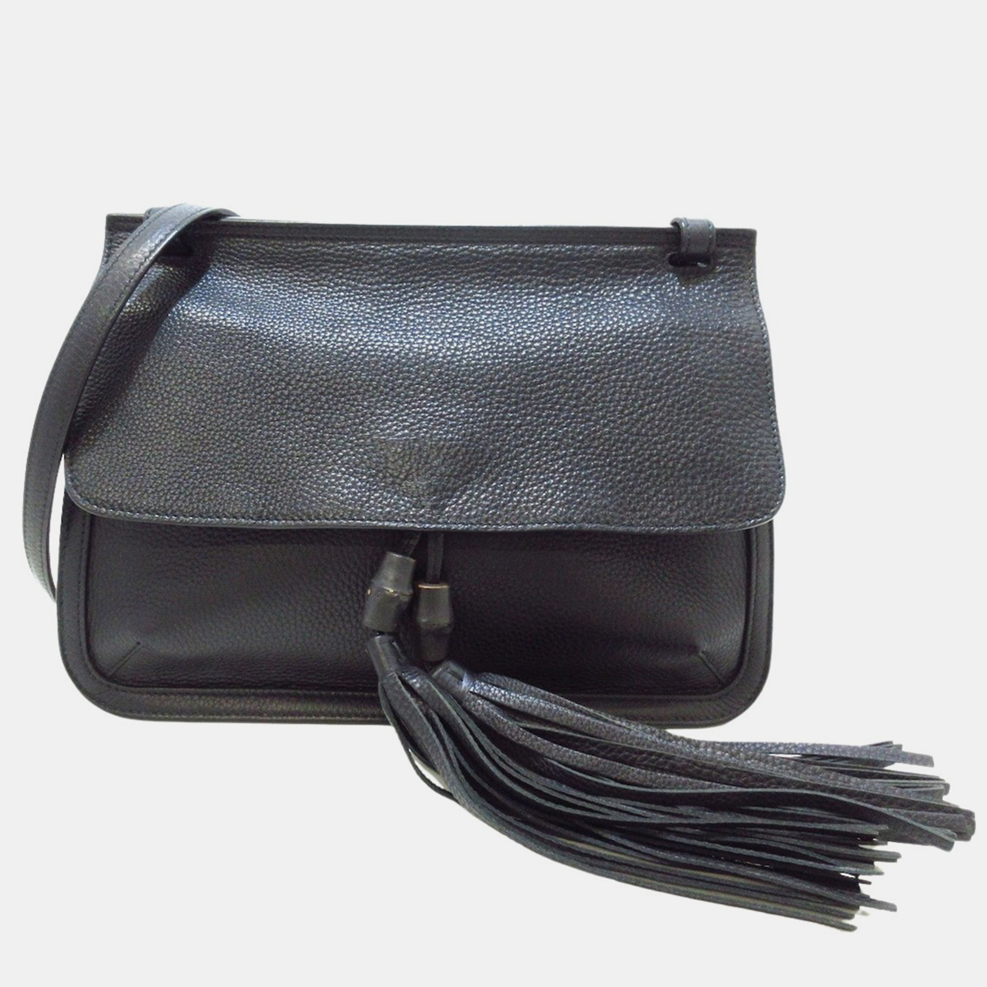 Gucci Black Leather Bamboo Daily Shoulder Bag