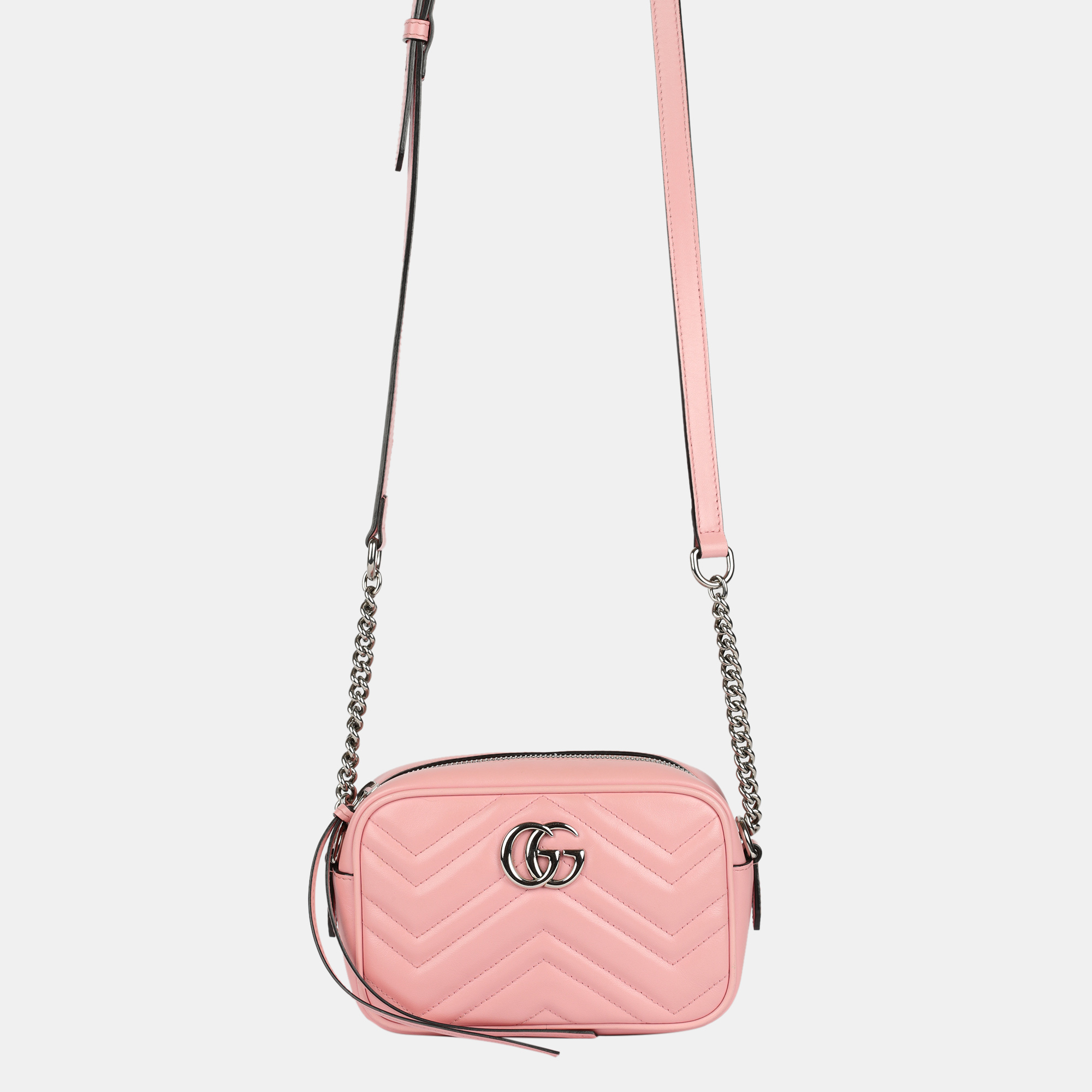 Gucci pink matelass&eacute; mini camera bag